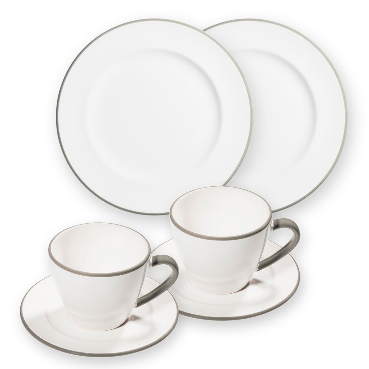 Gmundner Keramik Grauer Rand, Frühstück für 2 Gourmet