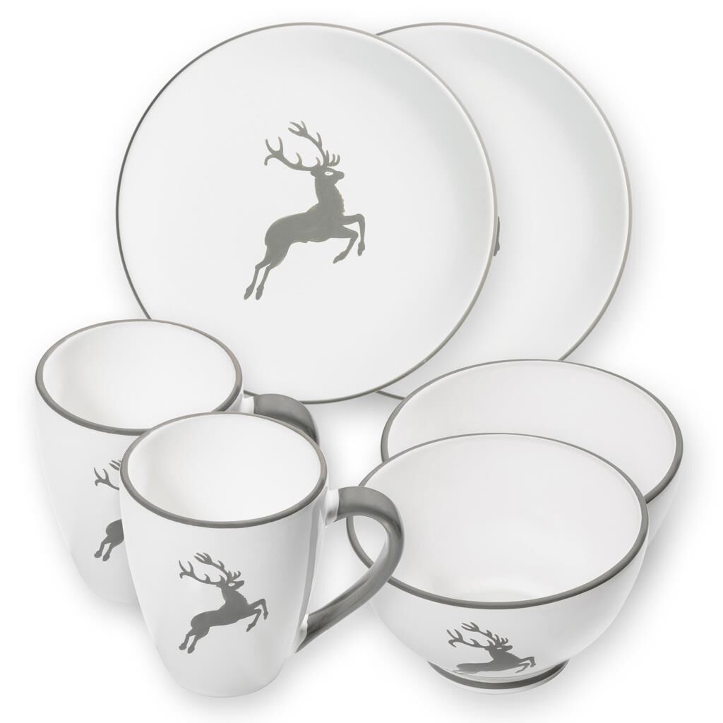 Gmundner Keramik Grauer Hirsch, Hüttenfrühstück für 2 Cup