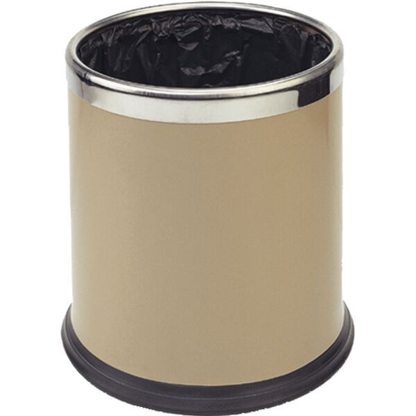 Abfalleimer doppelwandig, Metall, beige, 10 Liter