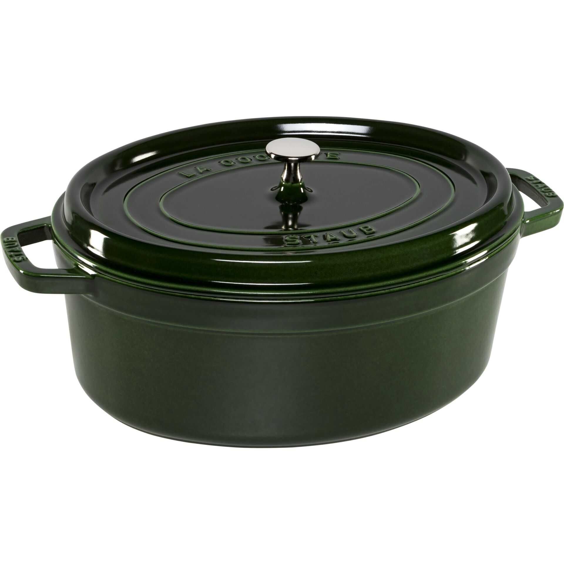 Staub Cocotte, 33 cm | Basilikum-Grün | oval | Gusseisen