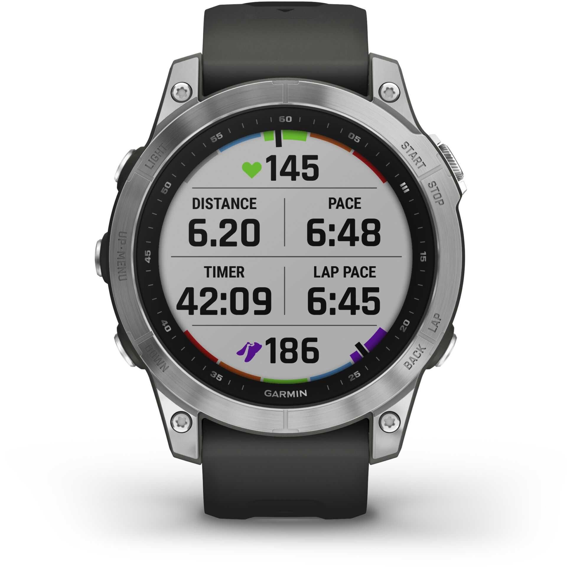 Garmin fenix 47 mm silber Sportuhr mit Band Silikon