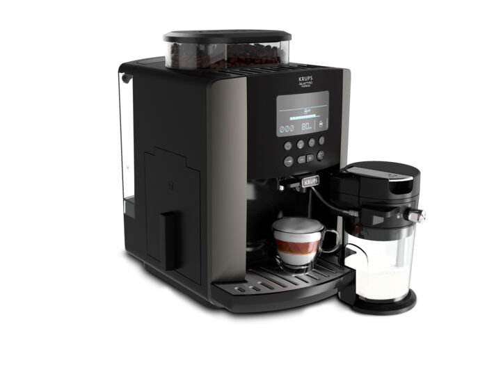 Krups Essential EA819E - Automatische Kaffeemaschine mit Cappuccinatore - 15 bar - Zinngrau