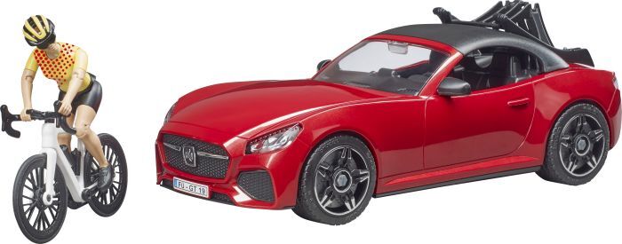 Bruder, Roadster mit 1 Rennrad und Radfahrerin, 3485