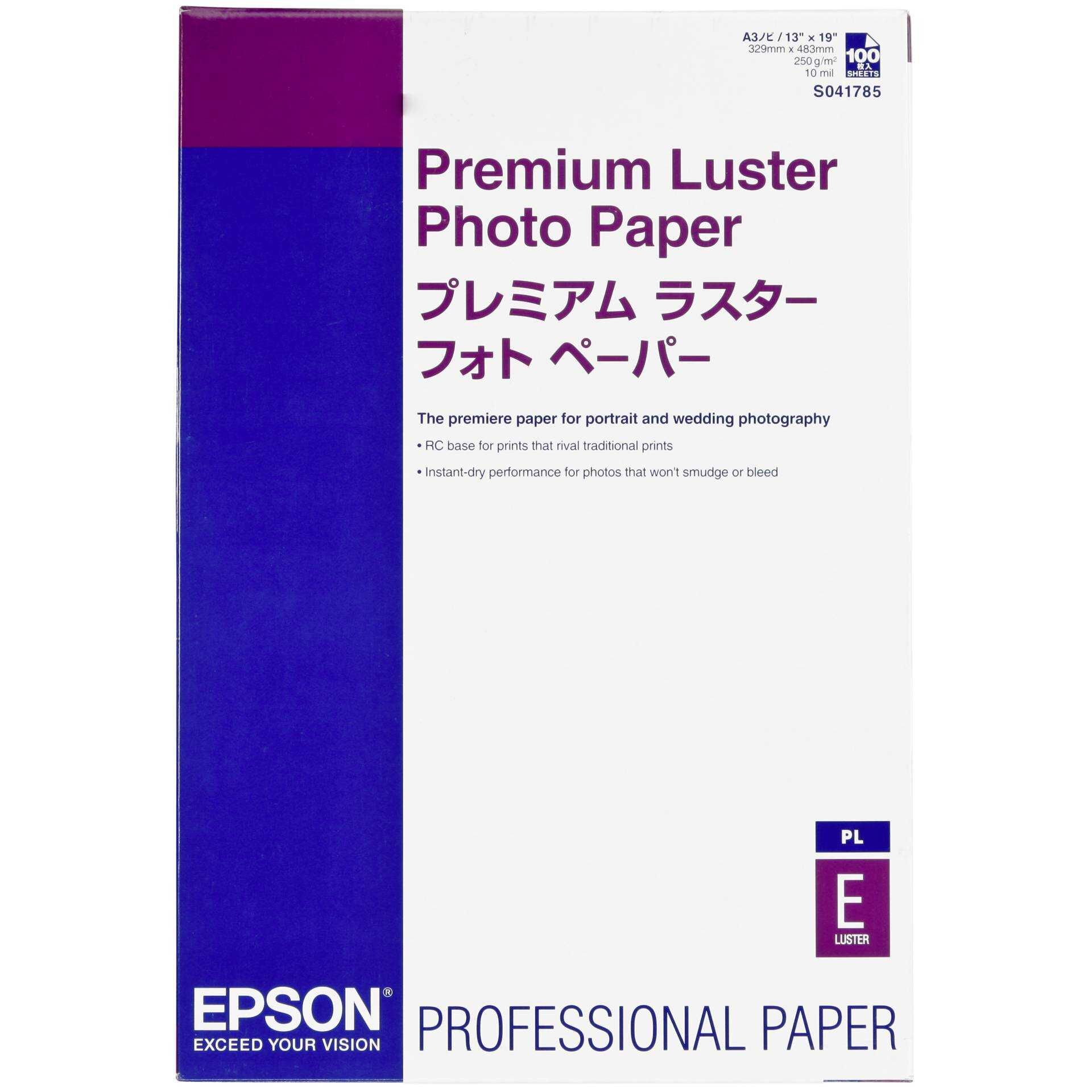 Epson Premium Luster - Glänzend - 10 mil - Super A3/B (330 x 483 mm) - 250 g/m² - 100 Blatt Fotopapier