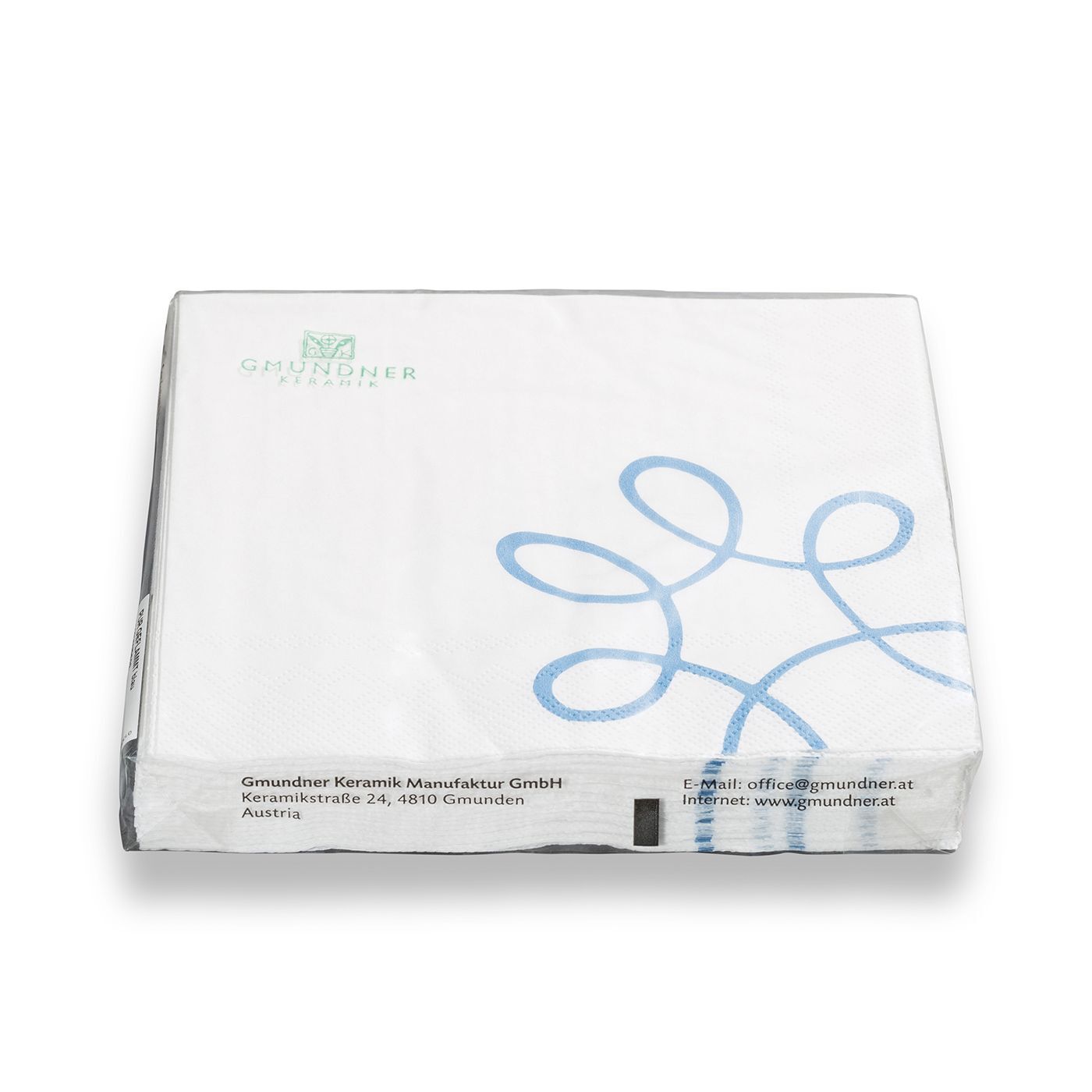 Gmundner Keramik Pur Geflammt Blau, Servietten 3-lg/20Stk, 33x33cm