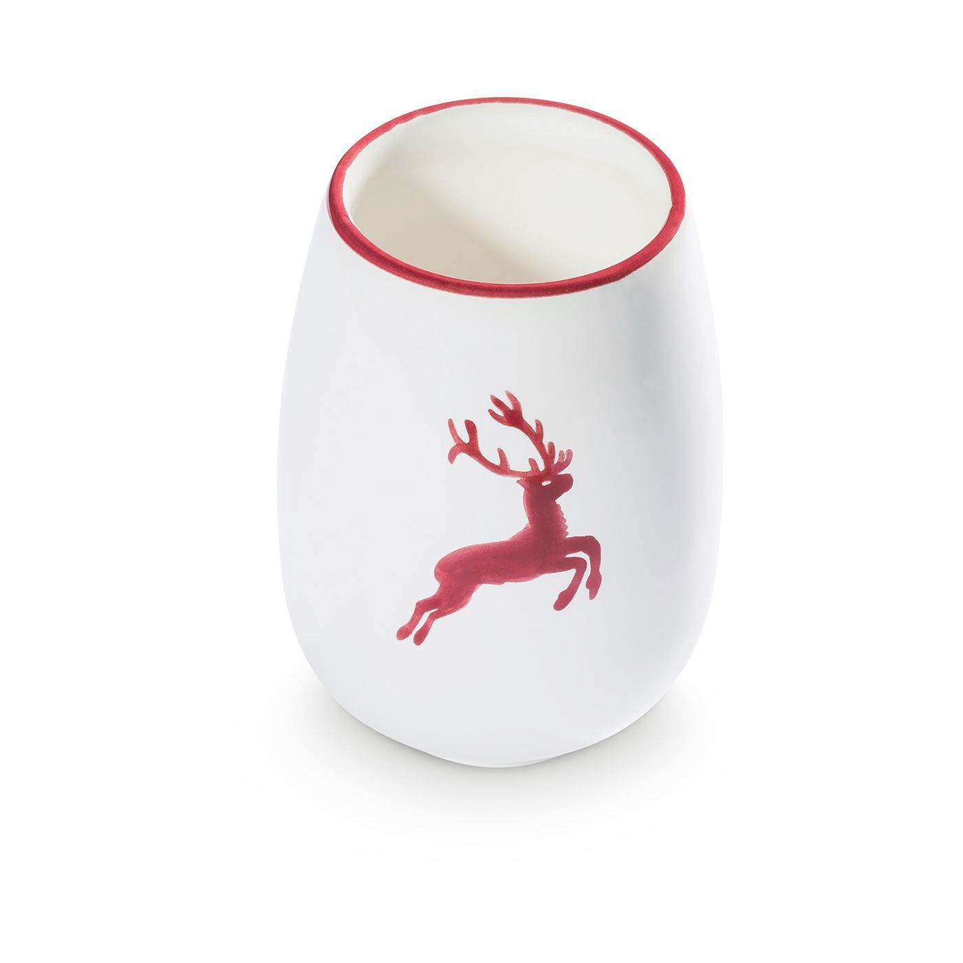 Gmundner Keramik Bordeauxroter Hirsch, Vase (H: 11cm)