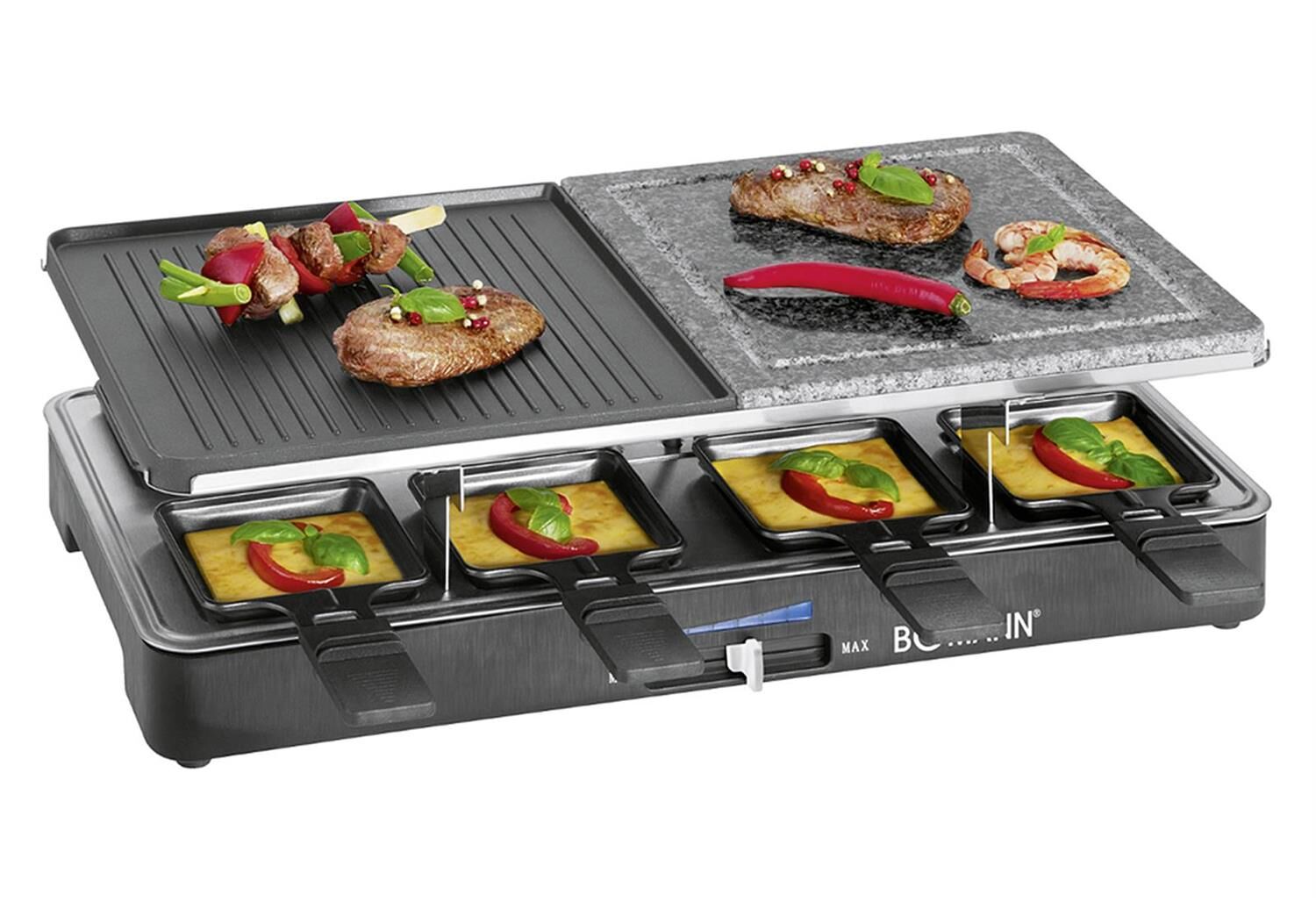 BOMANN  Raclette-Grill 8er Naturgrillstein u.Wendegussplatte RG 2279 CB