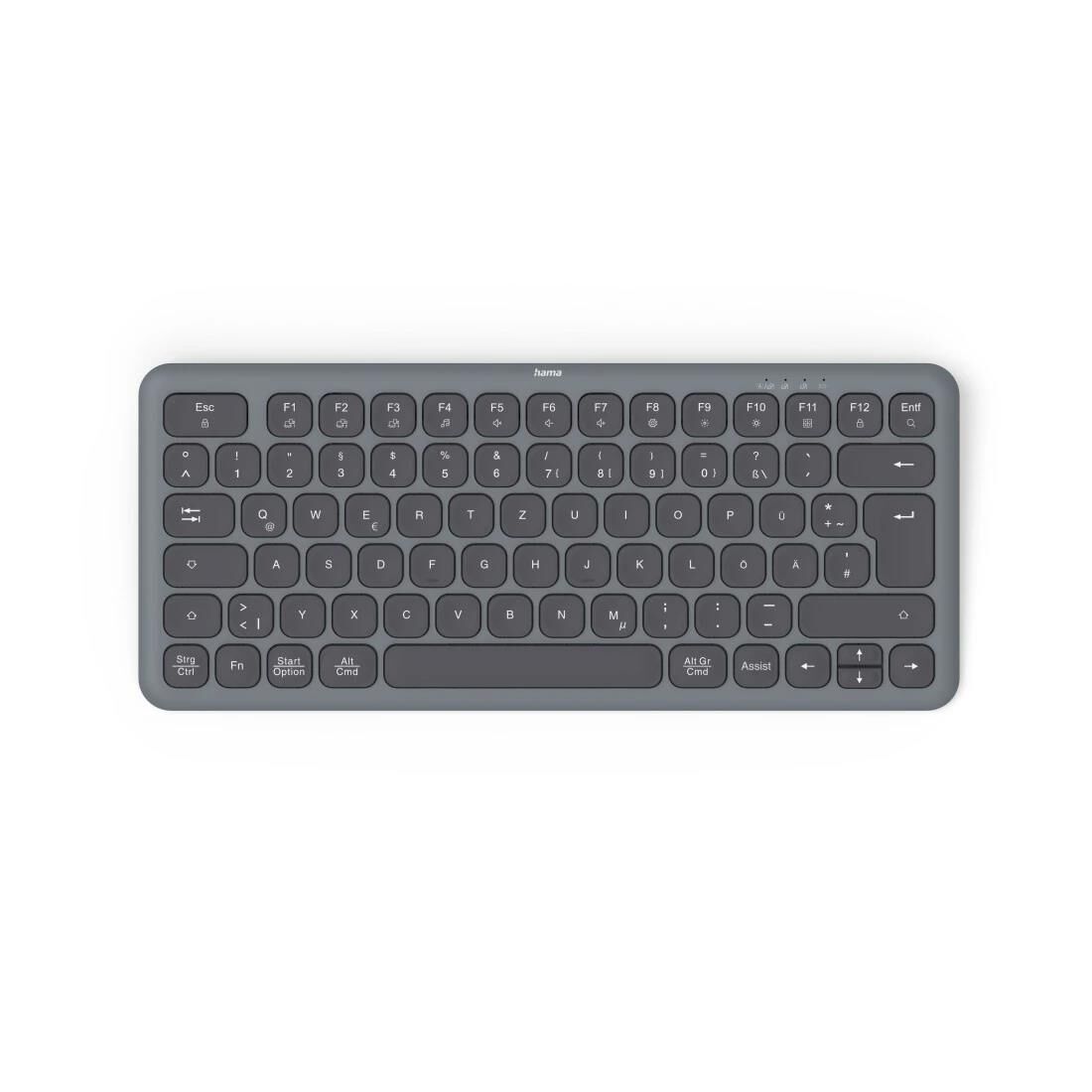 Hama Multi-Device-Tastatur "WK-500", kabellos, Funk u. BT, klein, SW, QWERTZ DE