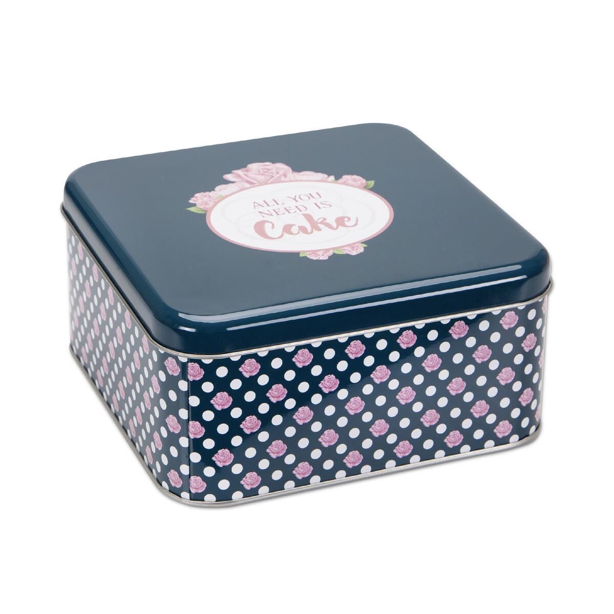 Städter Gebäckdose All you Need is Cake Quadratisch Weißblech Bunt Ca 16,5 x 16,5 cm x 18 cm