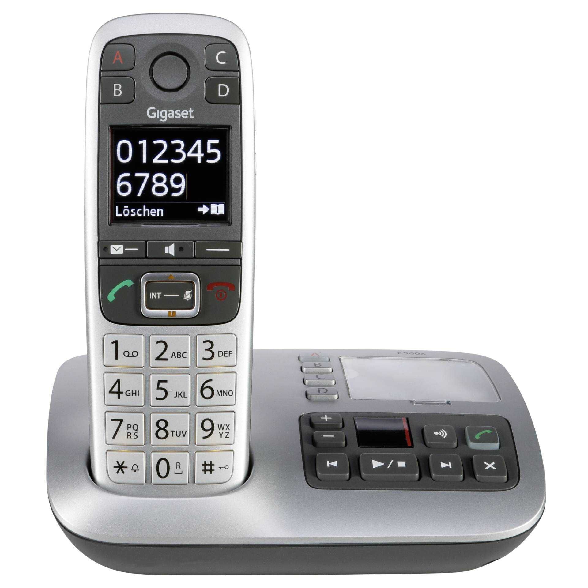 Gigaset E560A - Schnurlostelefon - Anrufbeantworter mit Rufnummernanzeige - DECT\GAP - Platin