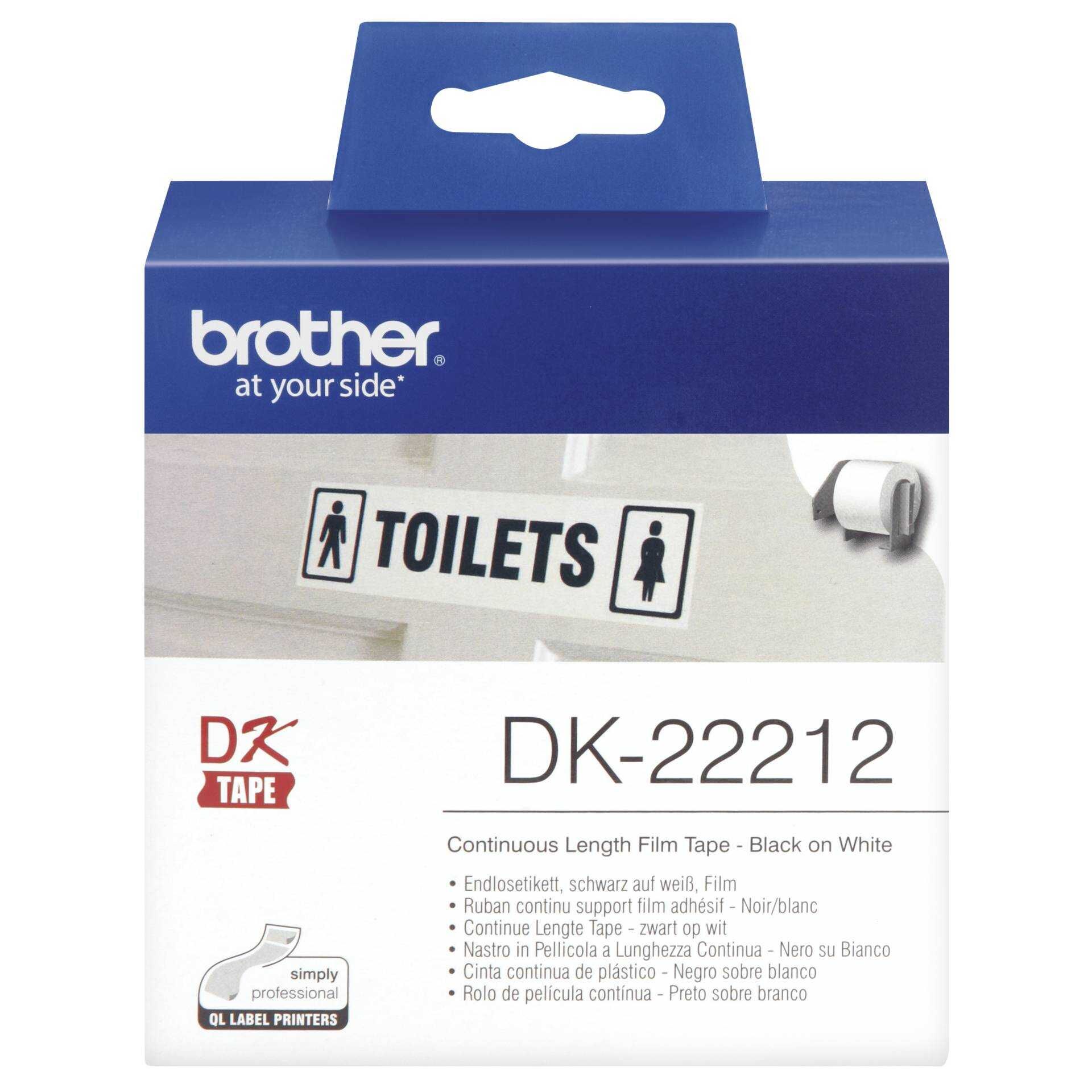 Brother DK-22212 - Permanenter Klebstoff - weiß - Rolle (6,2 cm x 15,2 m) Band - für Brother QL-1050, 1060, 500, 550, 560, 570, 580, 600, 650, 700, 710, 720, 820