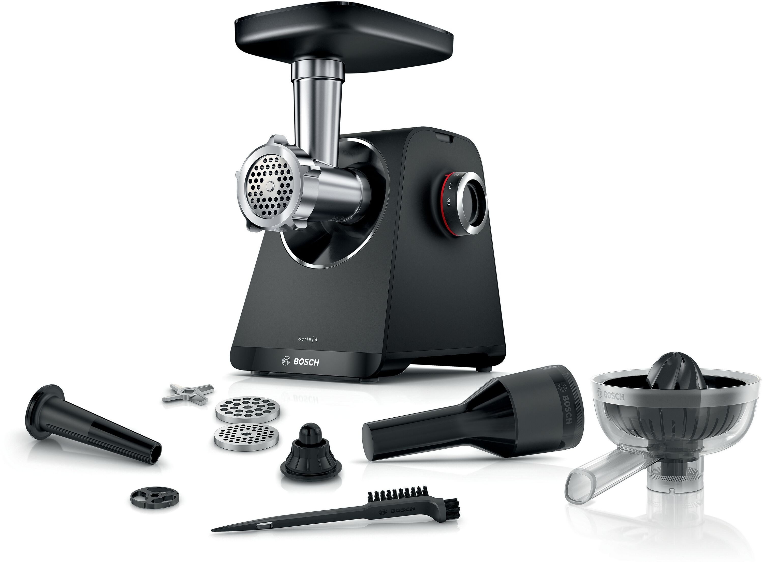Bosch Series 4, Food mincer, MultiPower Series 4, 1900 W, Black, Black, MFWS430B