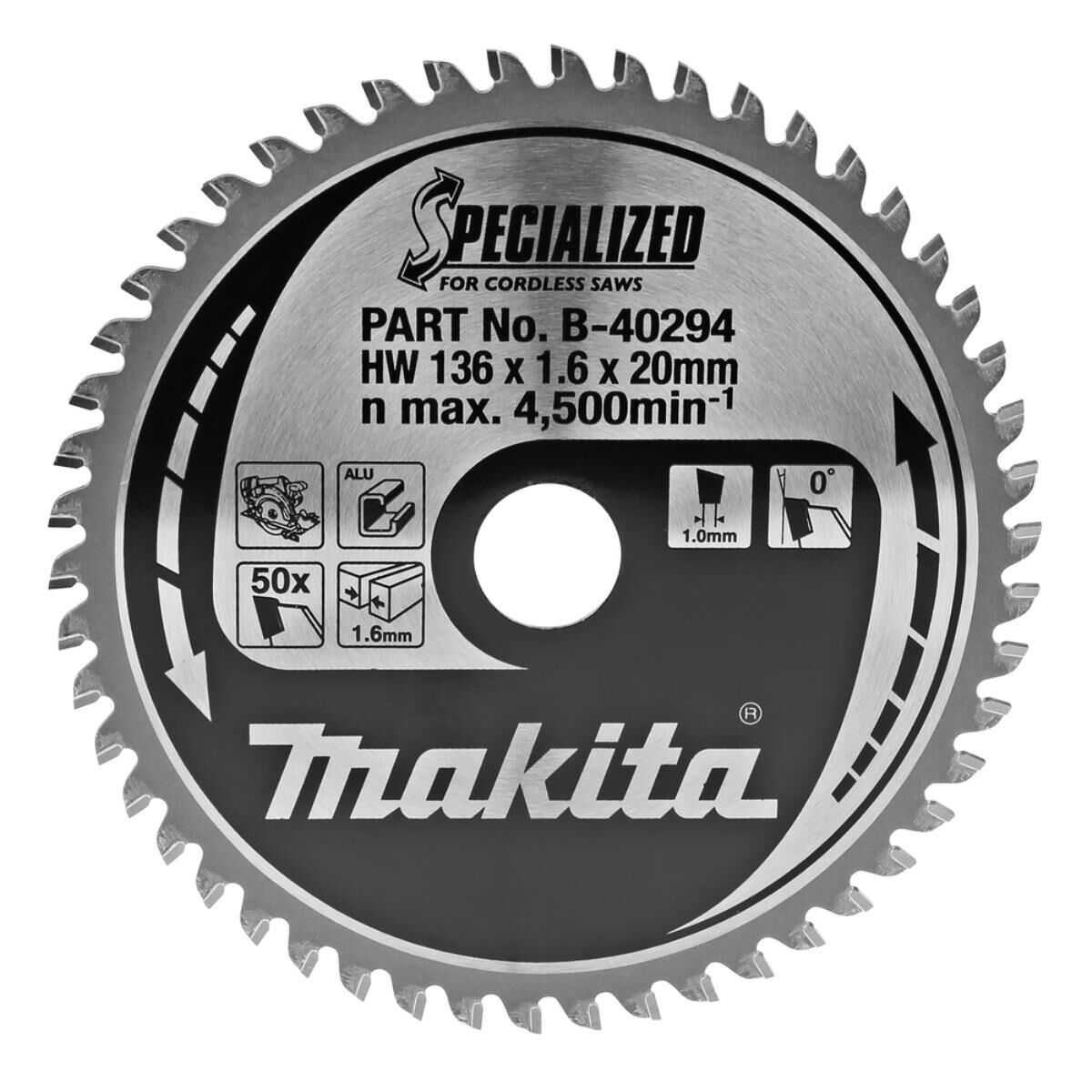 Makita HM-Kreissägeblatt, Spezial, TCT TCT • 136 x 20 mm • 50 Zähne • Alu