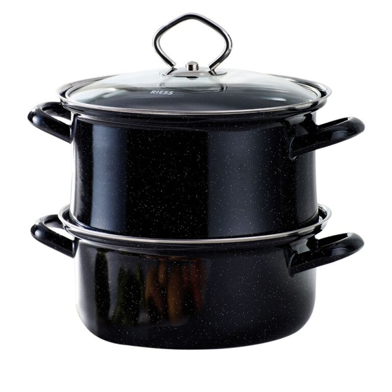 Riess Universaldämpfer mit Glasdeckel Ø22cm Schwarz Emaille