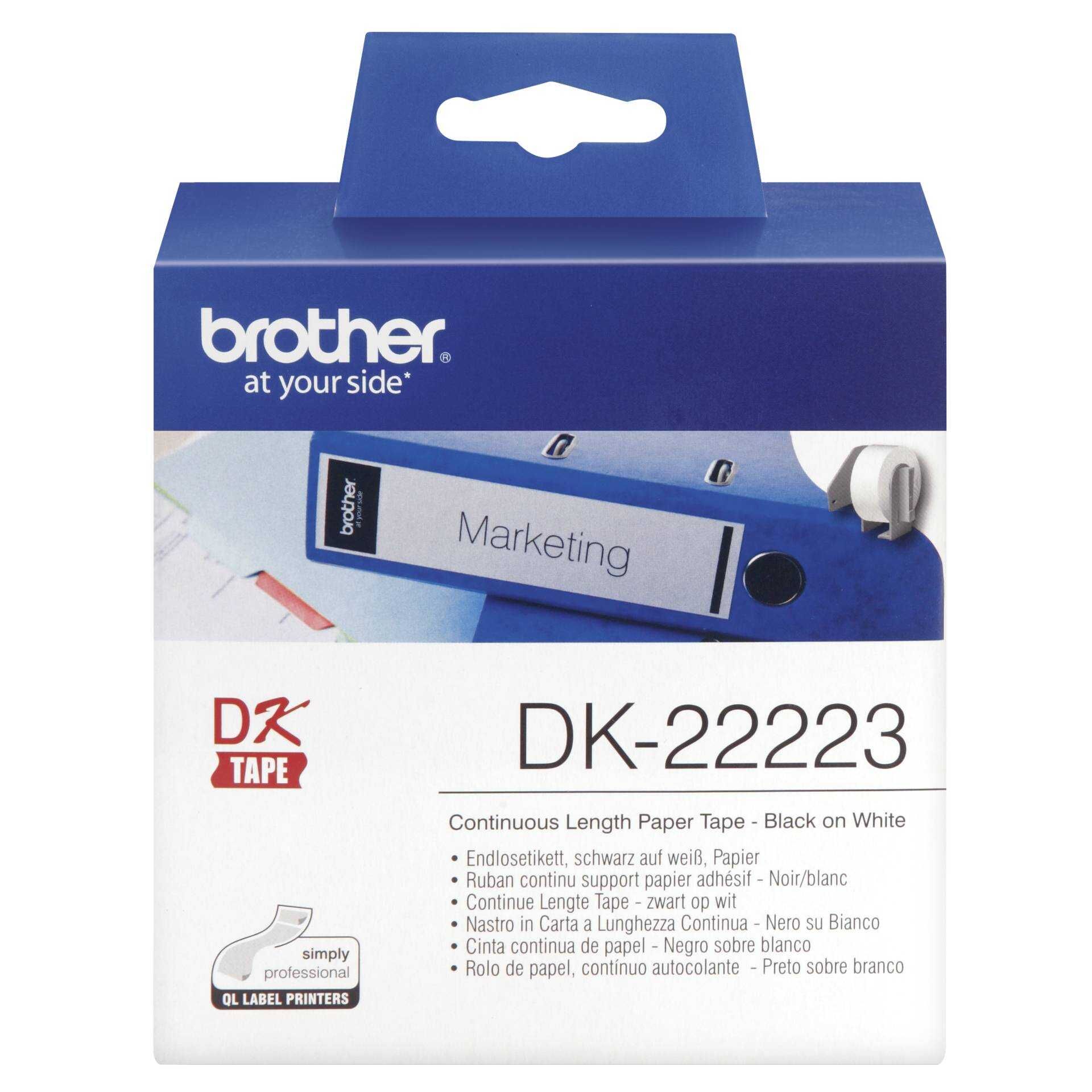Brother DK-22223 - Papier - Schwarz auf Weiß - Rolle (5 cm x 30,5 m) 1 Rolle(n) Endlosetiketten - für Brother QL-1050, 1060, 500, 550, 560, 570, 580, 600, 650, 700, 710, 820