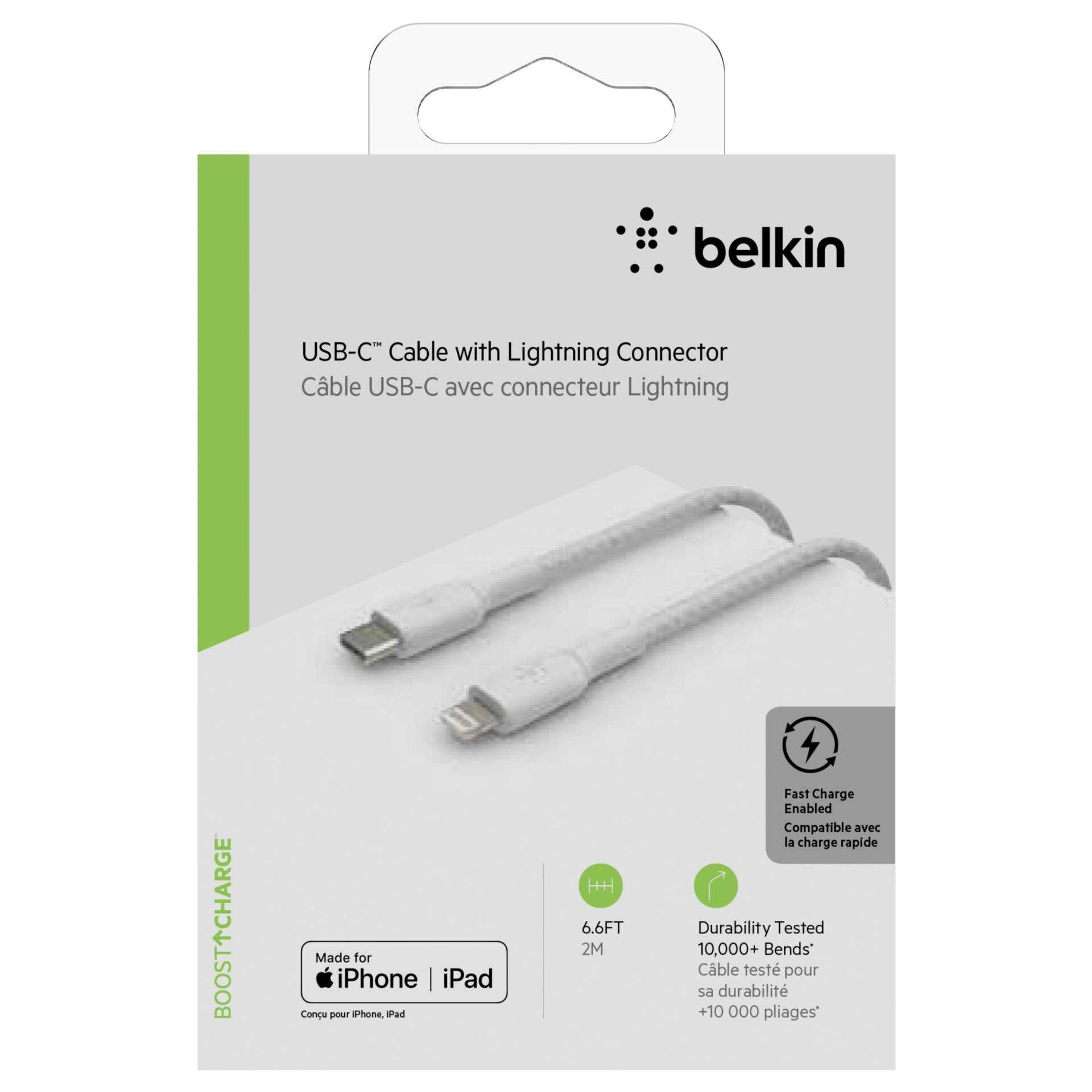 Belkin BOOST CHARGE - Lightning-Kabel - USB-C (M) bis Lightning (M) - 2 m - weiß - USB-Stromversorgung (18 W)