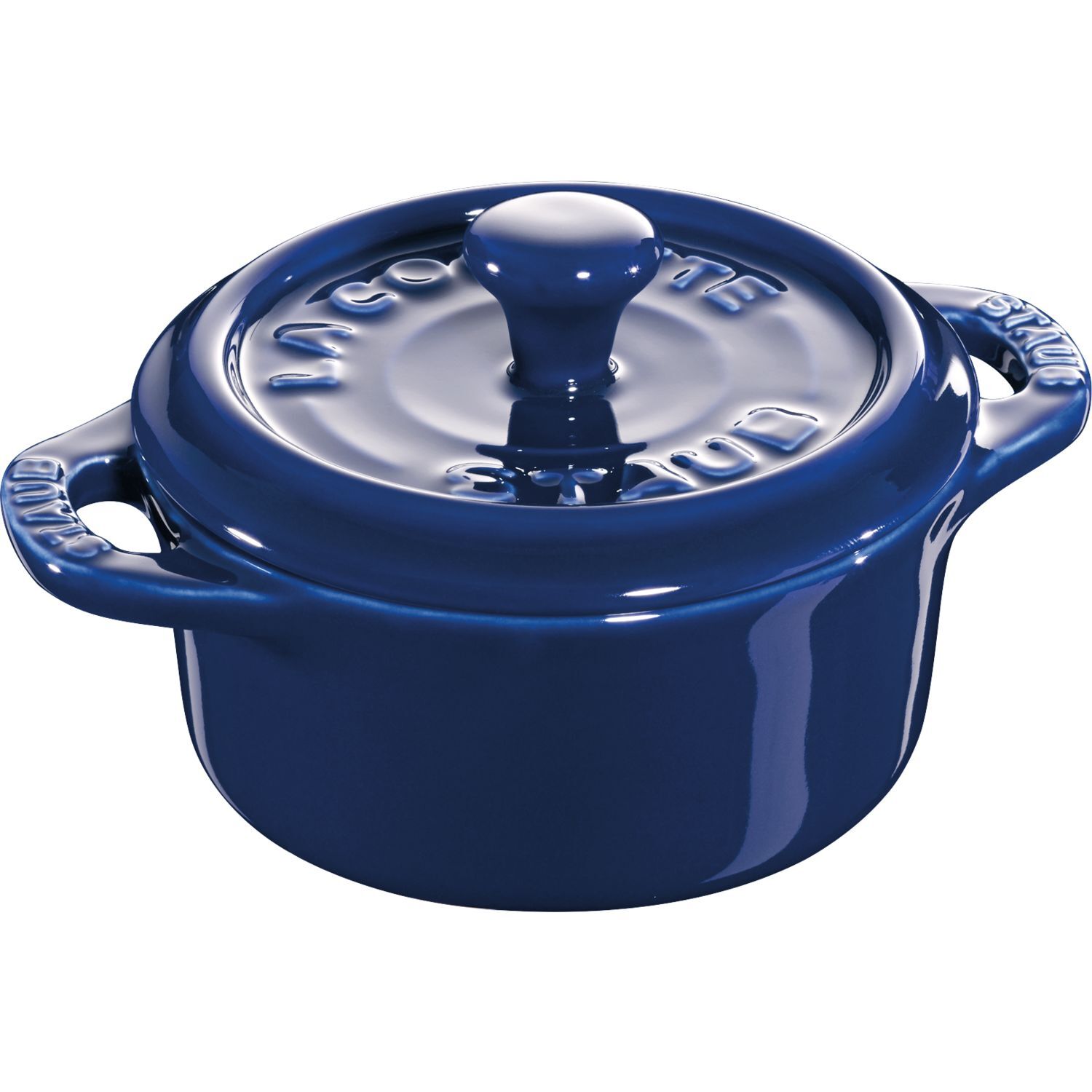 STAUB Mini-Cocotte Keramik, rund, mit Deckel, Inhalt: 0,20 Liter, blau