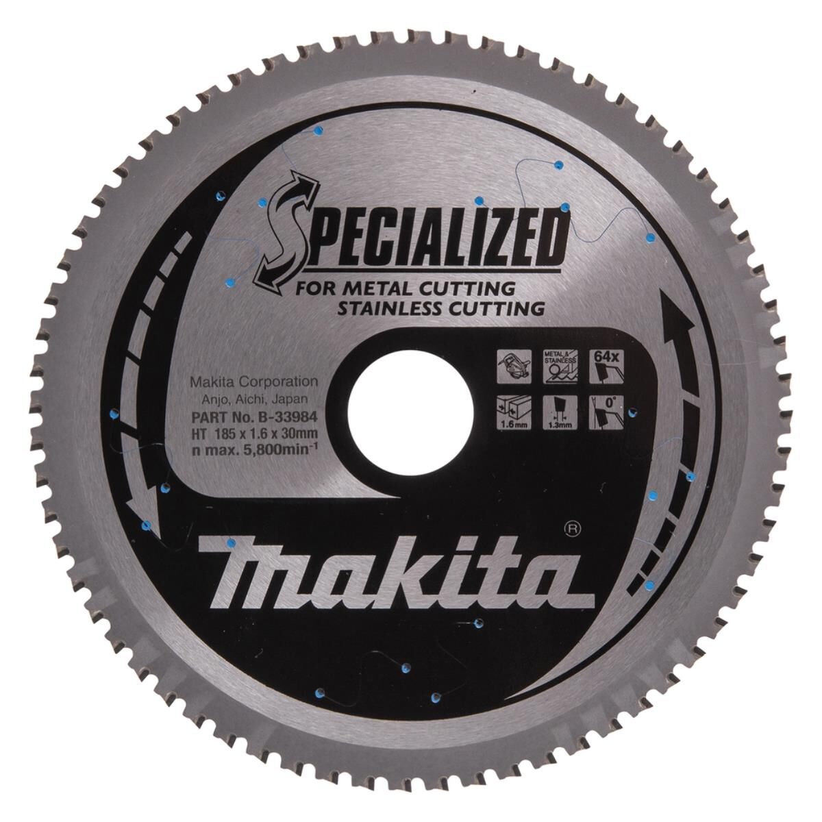 Makita HM-Kreissägeblatt, Spezial, TCT TCT • 185 x 30 mm • 64 Zähne • Metall, Edelstahl