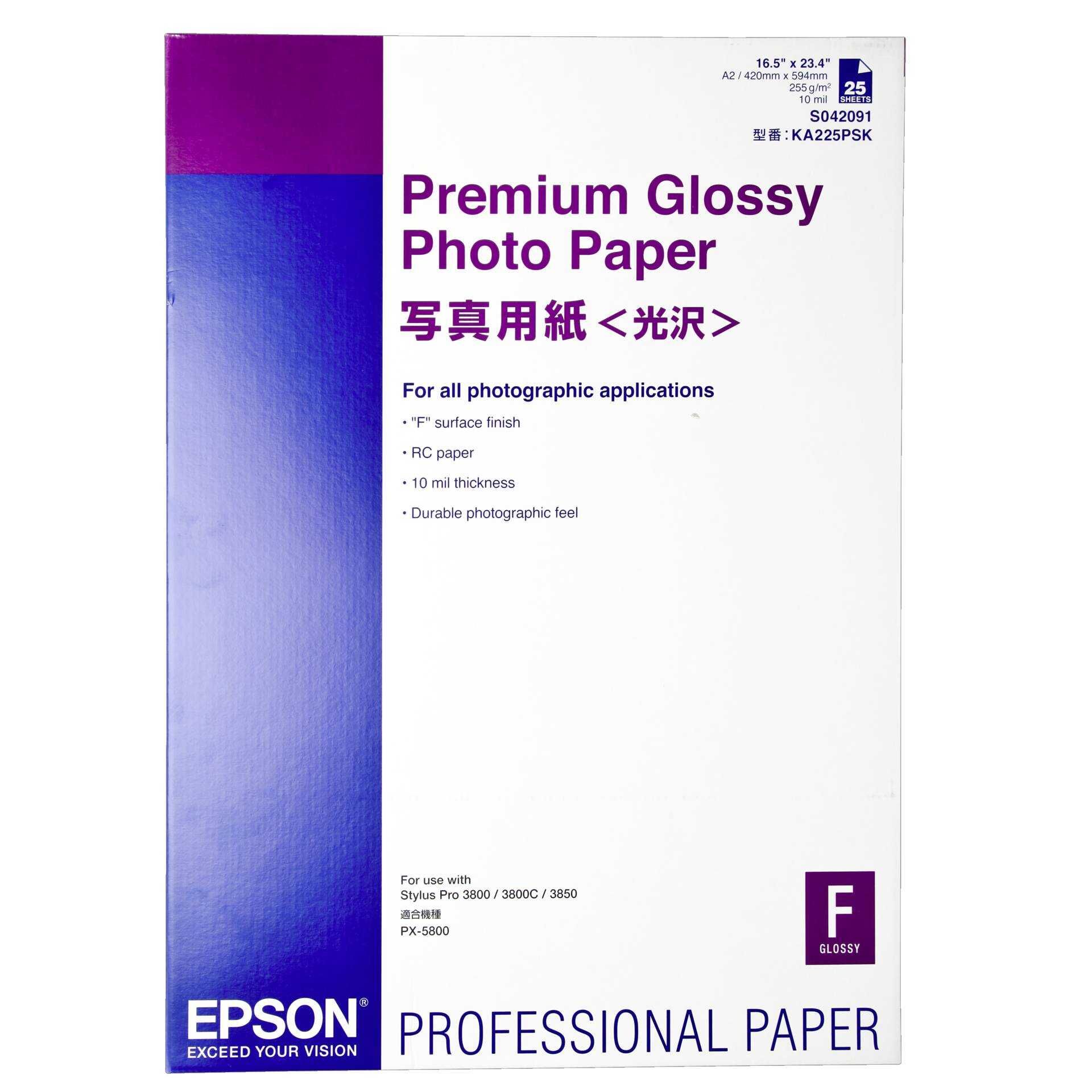 Epson Premium Glossy Photo Paper - Glänzend - A2 (420 x 594 mm) 25 Blatt Fotopapier - für SureColor P5000, SC-P7500, P900, P9500, T2100, T3100, T3400, T3405, T5100, T5400, T5405