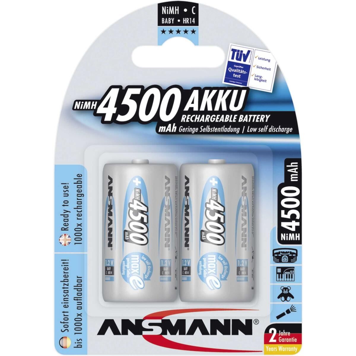 ANSMANN PREMIUM Baby C - Batterie 2 x HR14 - NiMH - 4500 mAh