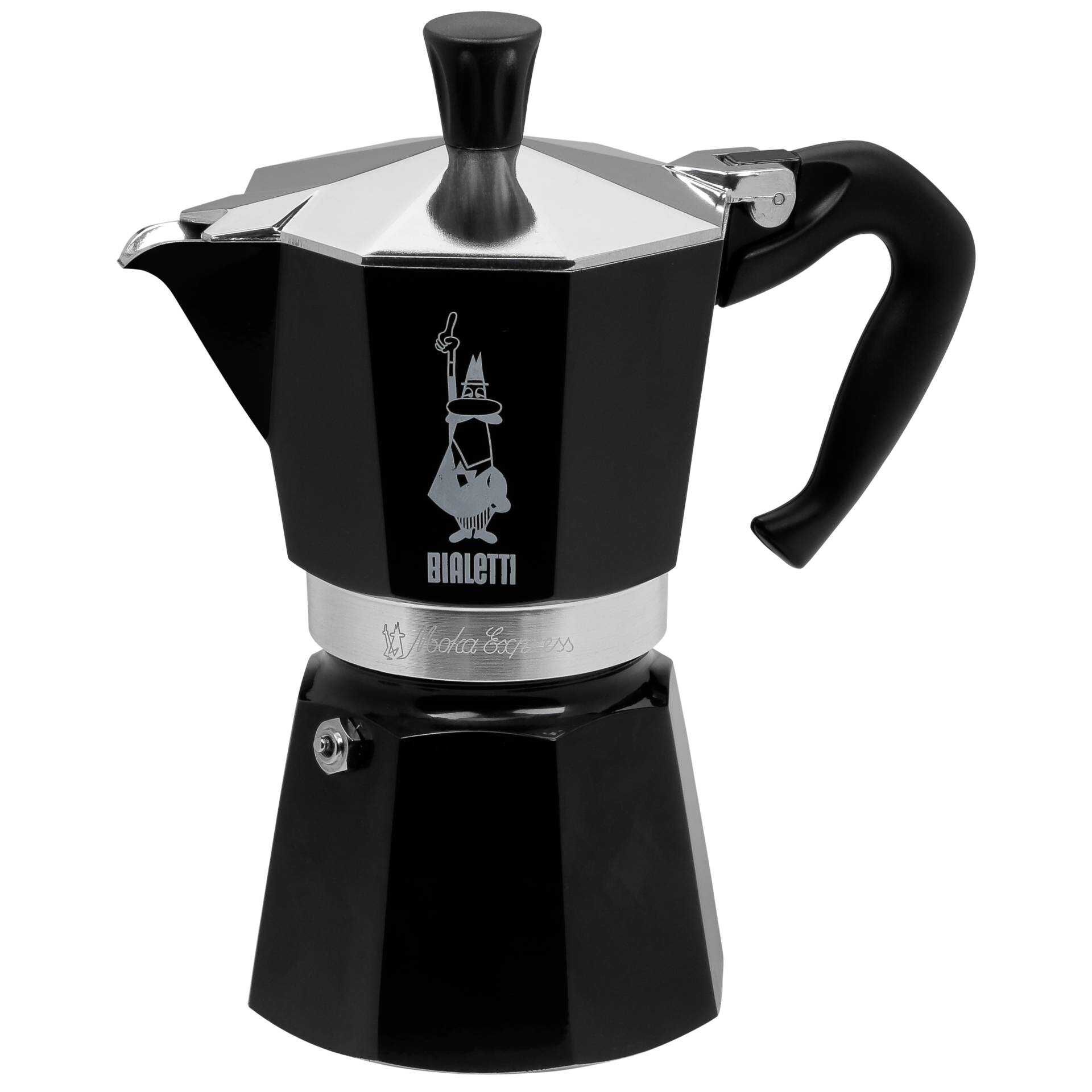 BIALETTI Espressokocher Moka Express Color 6 Tassen schwarz