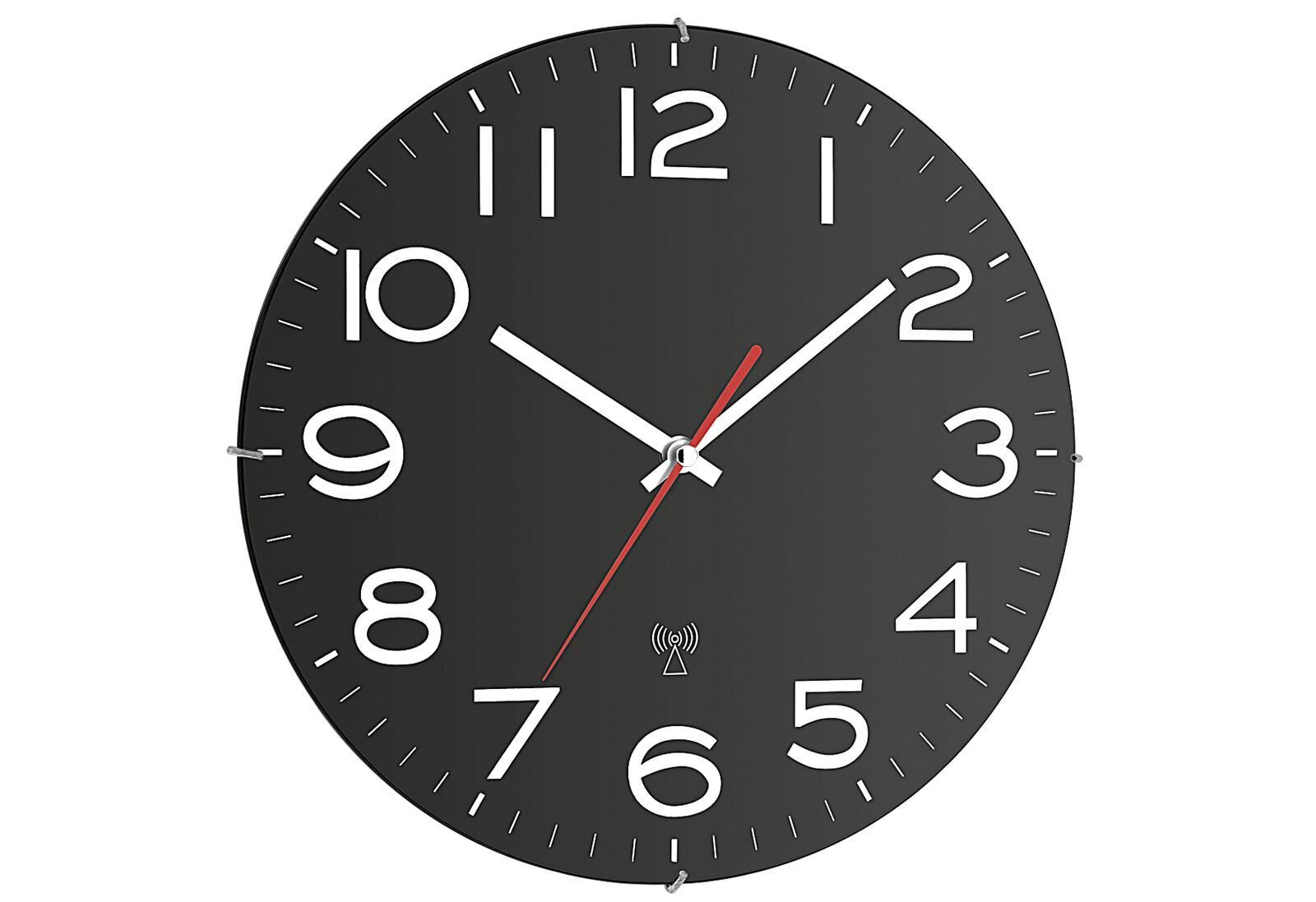 TFA Funk-Wanduhr Batteriebetrieb 31cm schwarz