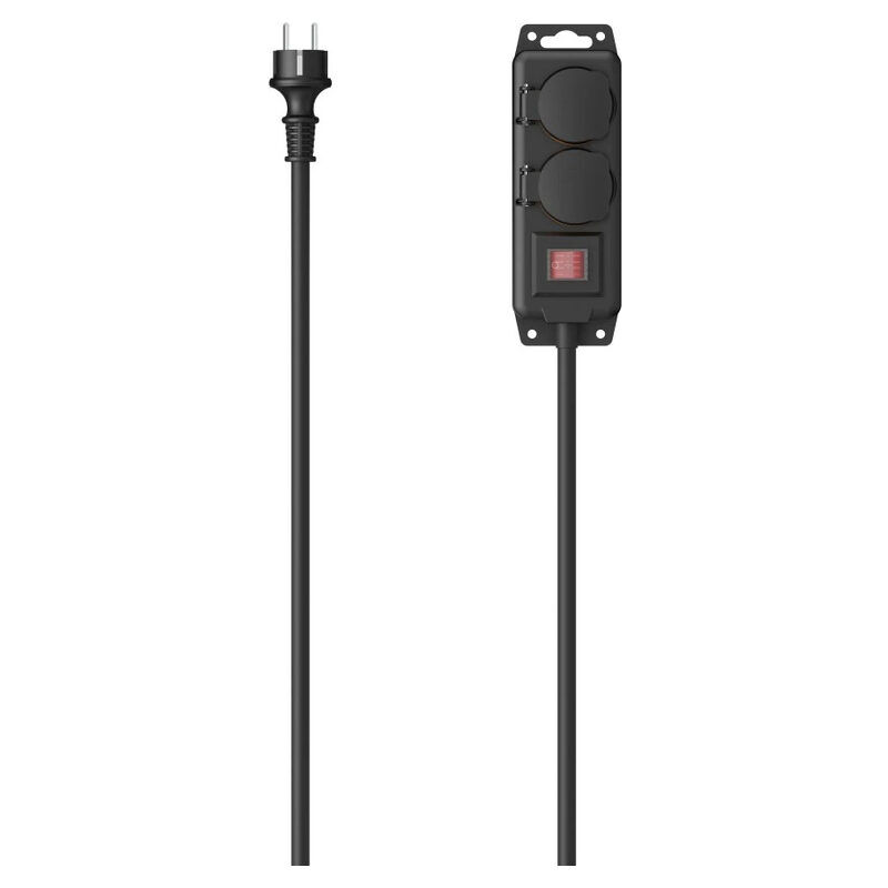 Hama Steckdosenleiste 2-fach 2m sw (schwarz)