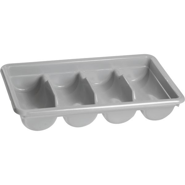 Besteckbehälter Kunststoff grau, 4 Fächer, Höhe: 95 mm