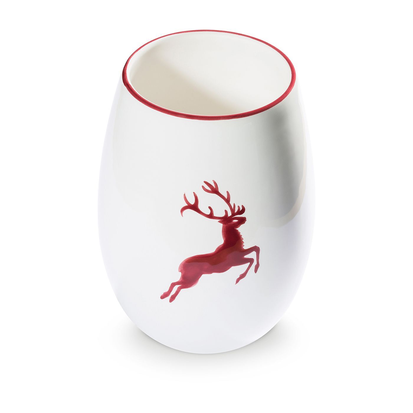 Gmundner Keramik Bordeauxroter Hirsch, Vase 21cm