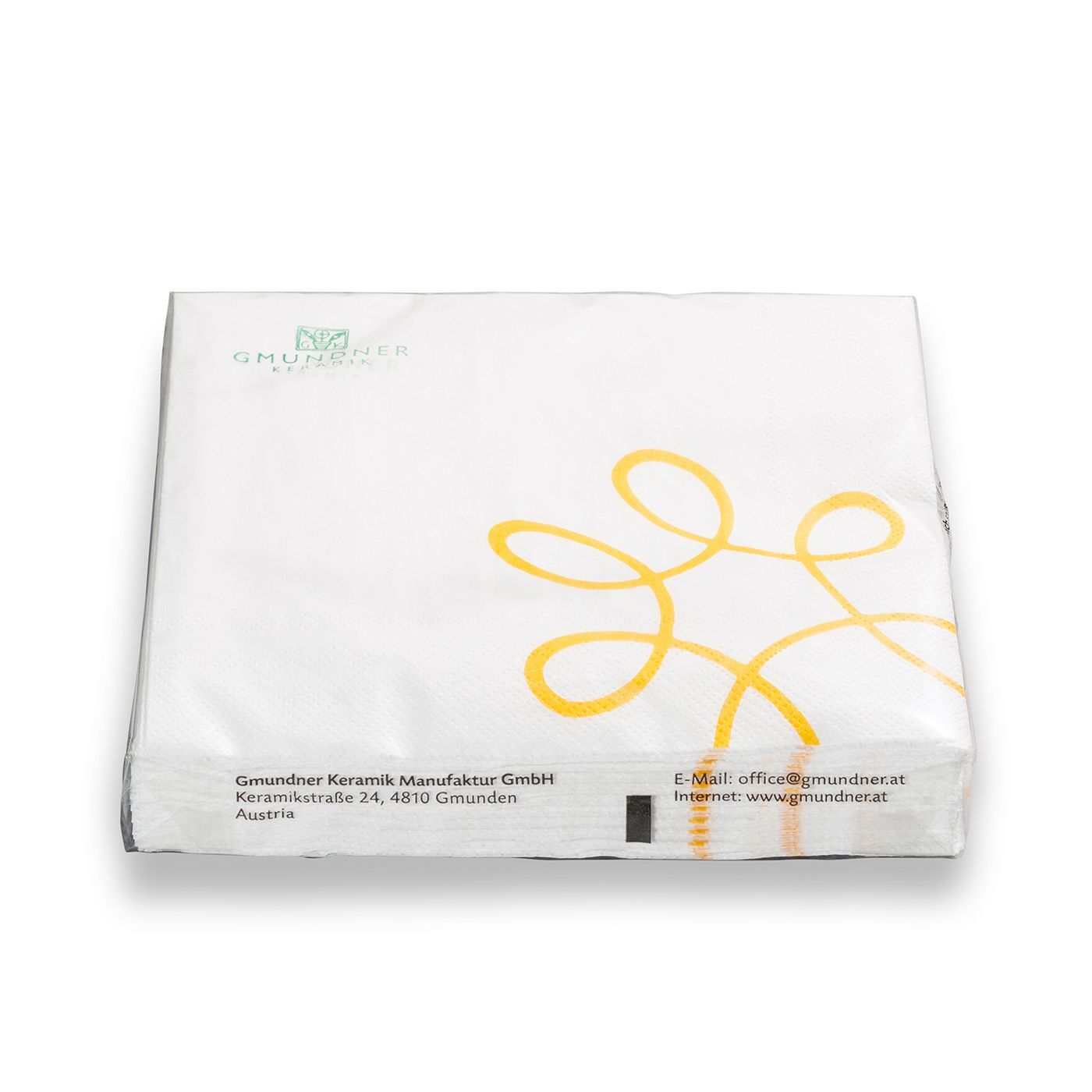 Gmundner Keramik Pur Geflammt Gelb, Servietten 3-lg/20Stk, 33x33cm