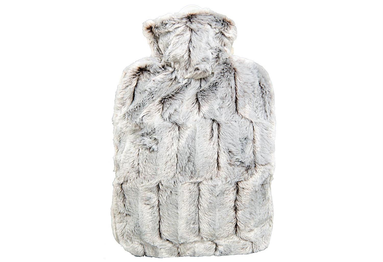 HUGO FROSCH Wärmflasche Klassik Hochflor-Flauschbezug 1,8 Liter braun/silber melange