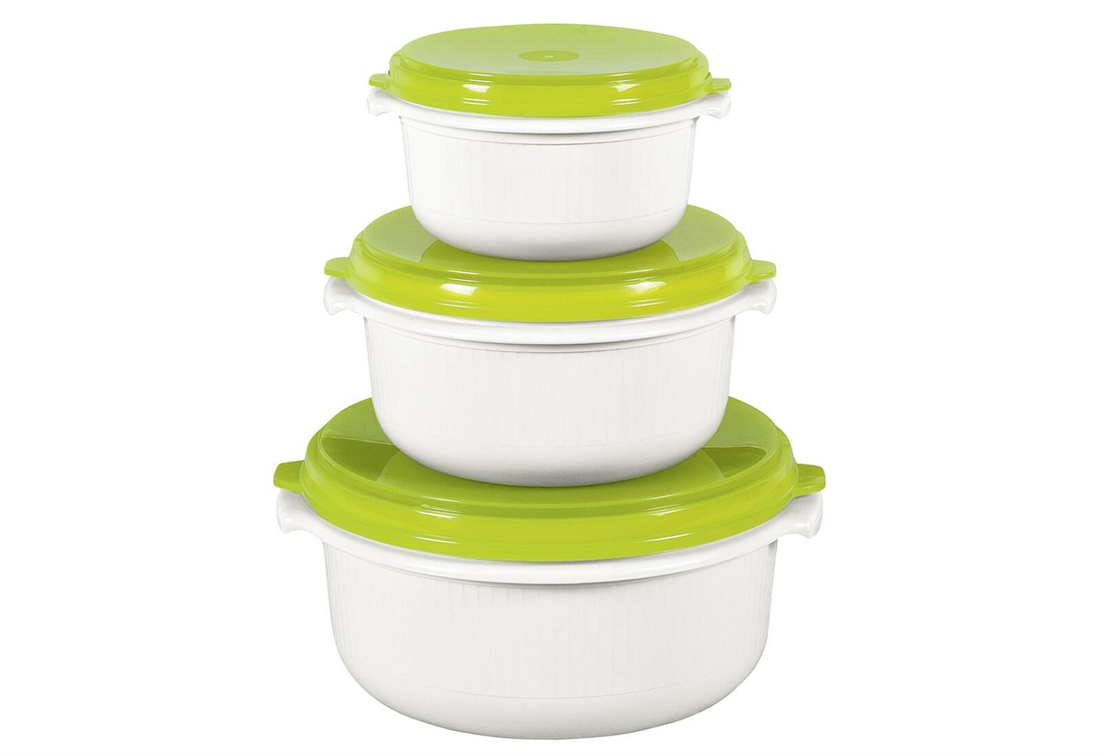 EMSA Mikrowellentopfset Micro Family 0,5/1/1,5 Liter weiß/limette 3 teilig