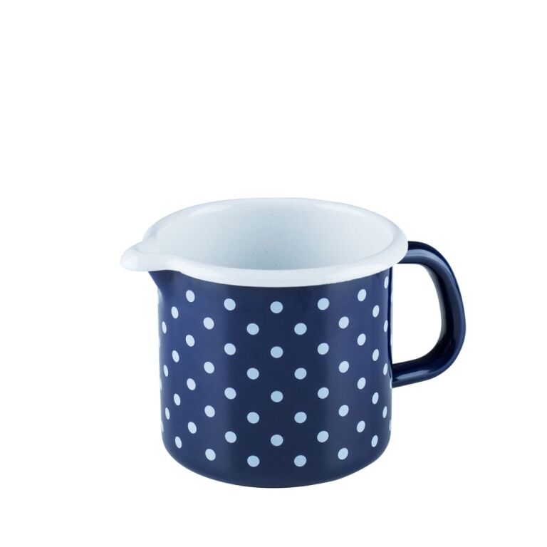 Riess Schnabeltopf Ø10cm 3/4L Pünktchenblau Emaille