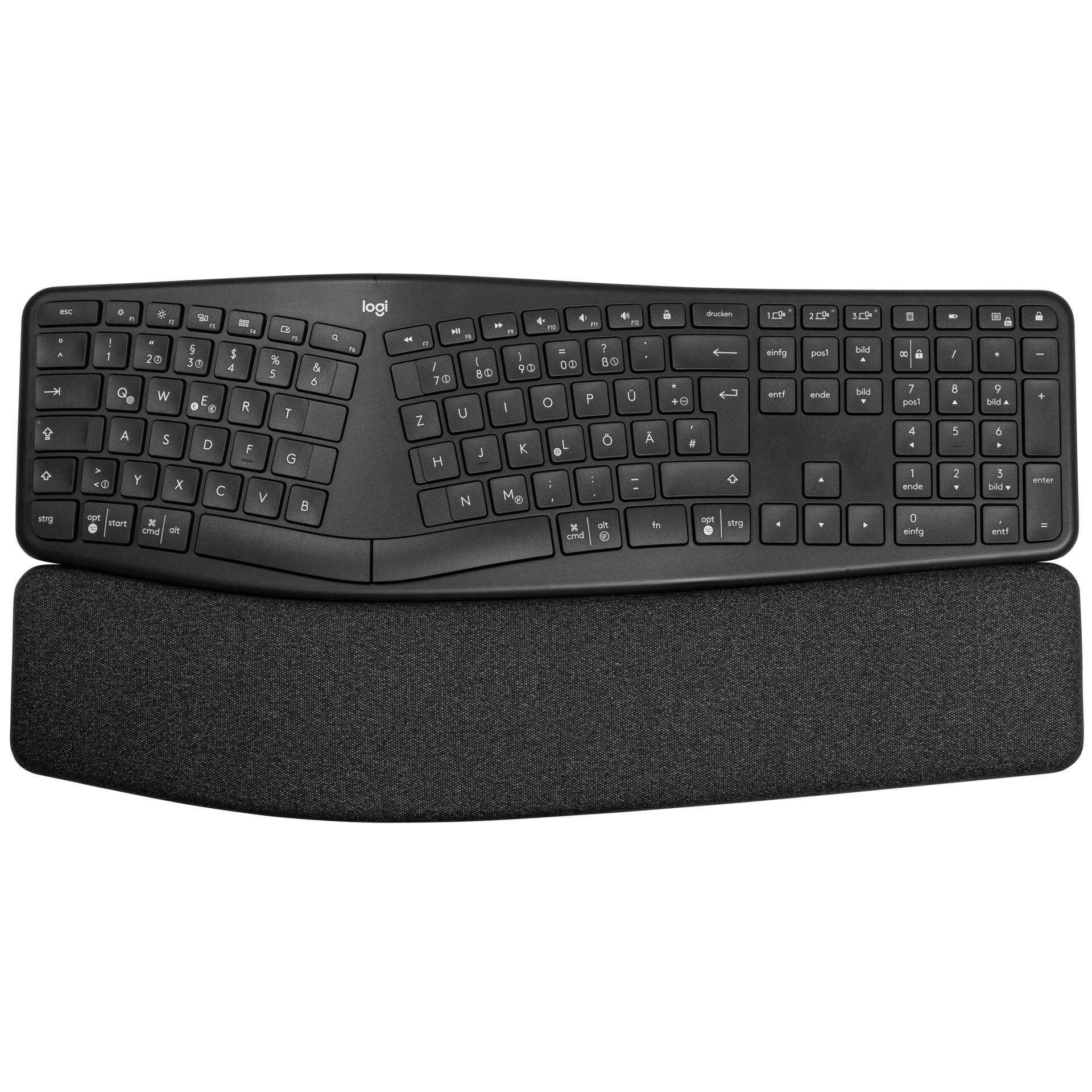 Logitech ERGO K860 - Tastatur - kabellos - 2.4 GHz, Bluetooth 5.0 - Deutsch