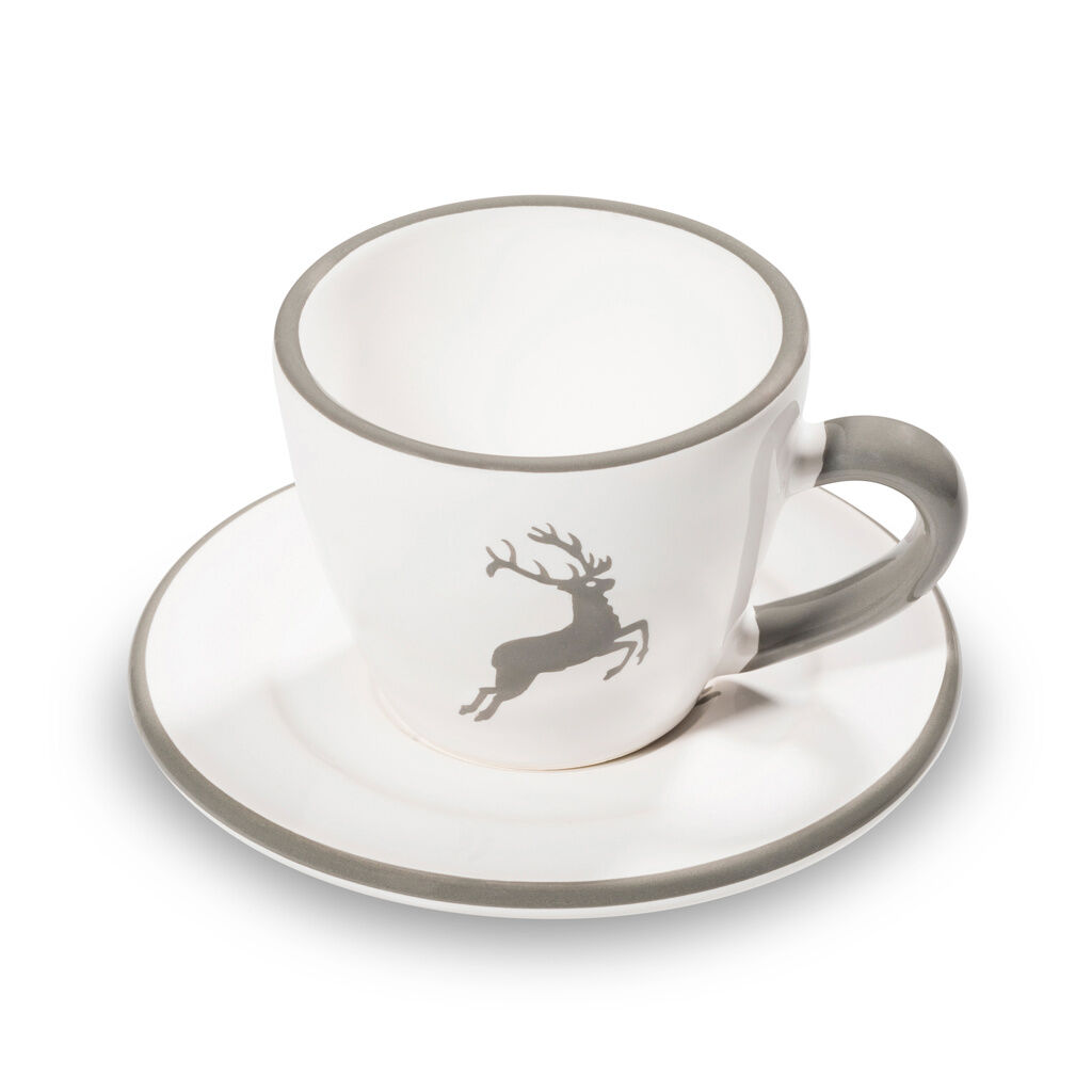 Gmundner Keramik Grauer Hirsch  Espresso f.Dich/2tlg.Geschenkk.