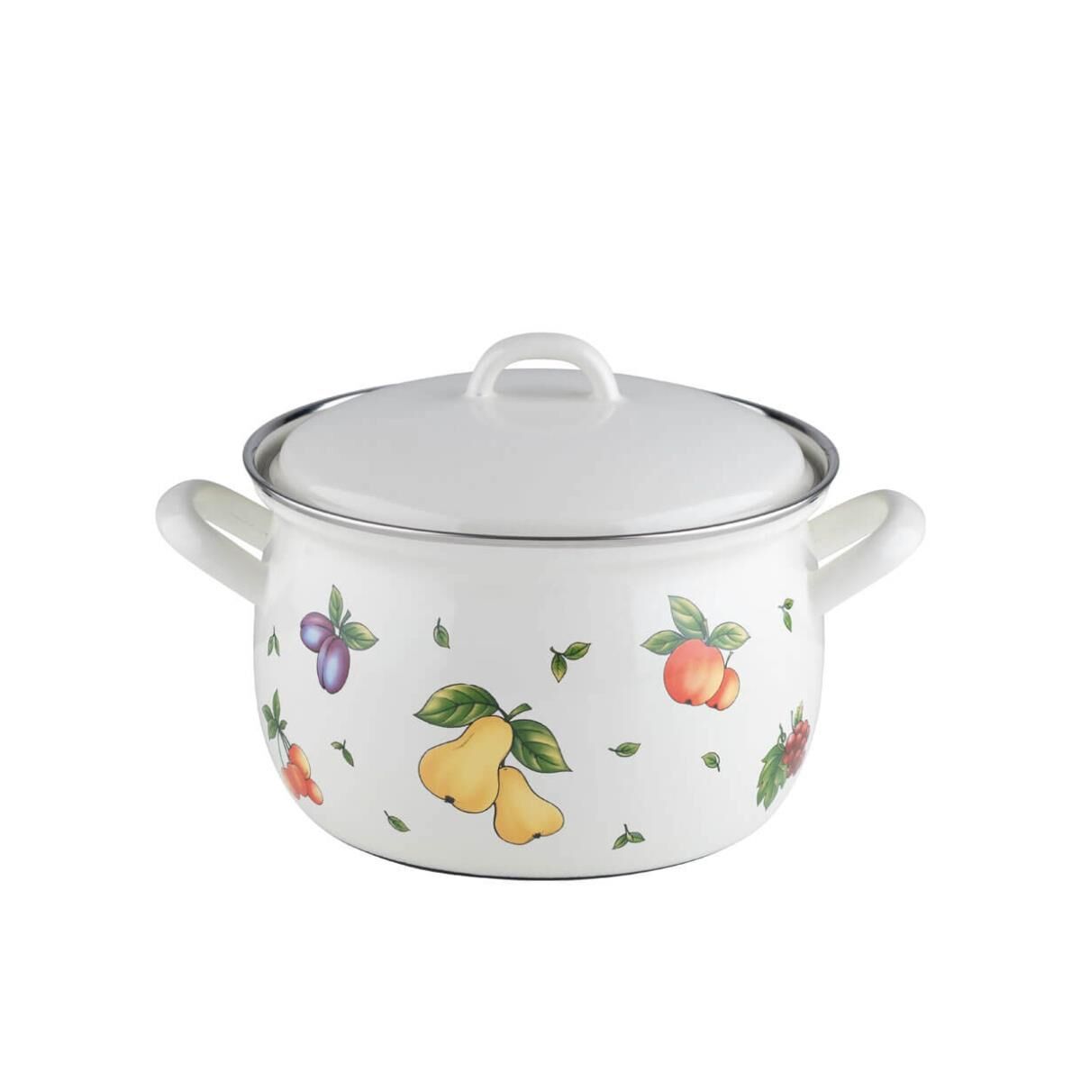 Riess Fleischtopf mit Deckel Ø18cm 2,5 Liter Emaille Country Fruit Garden