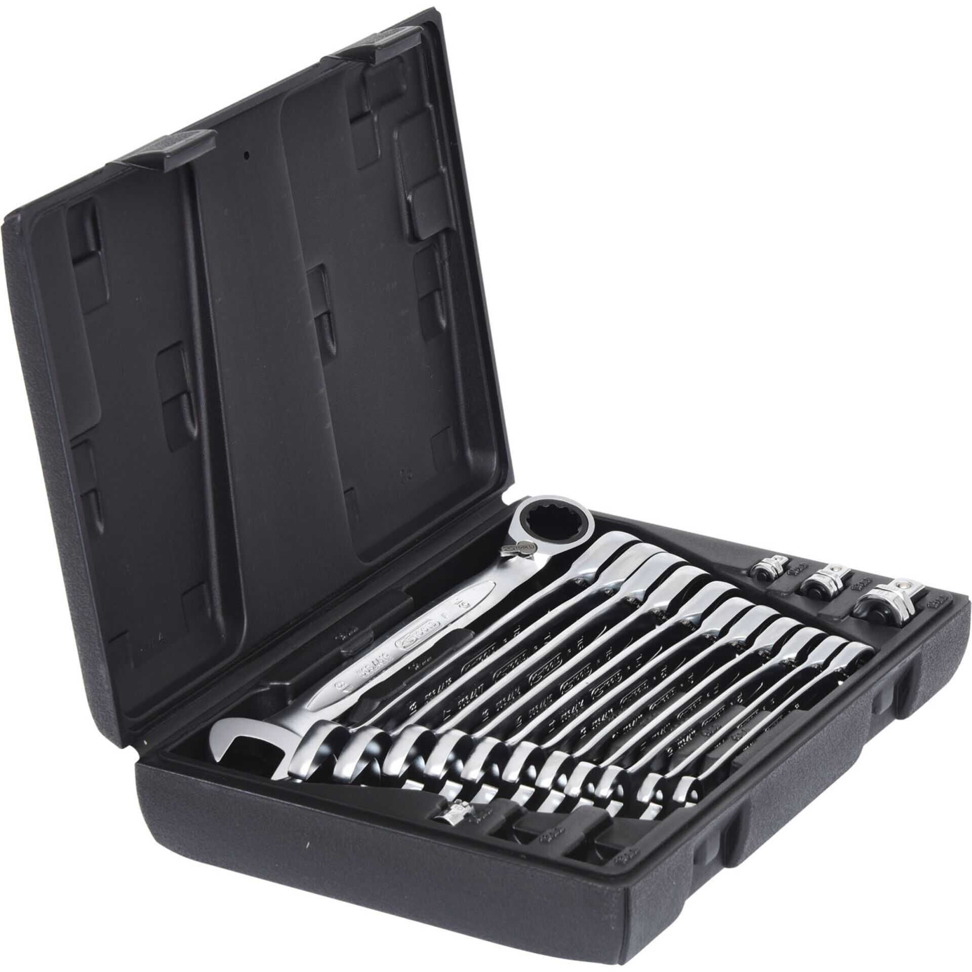 KS TOOLS GEARplus - Ratschen-Schraubenschlüssel-Set - 16 Stücke - in Koffer