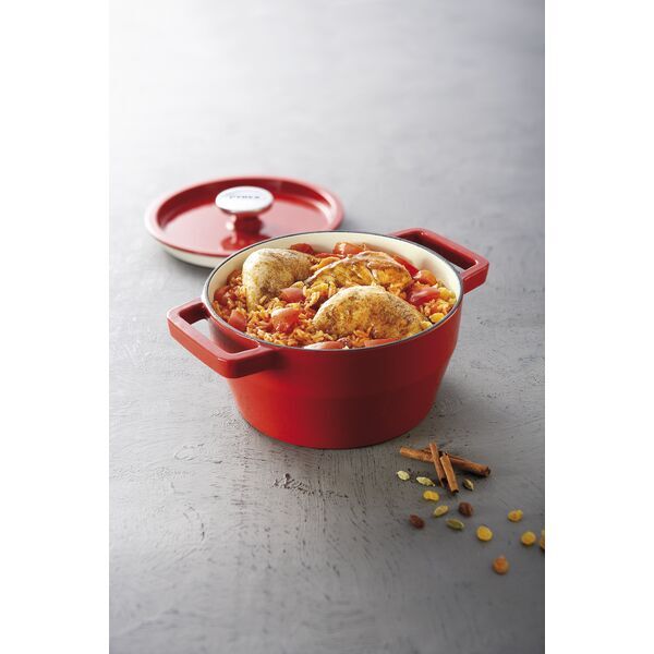 PYREX Slow Cook Bratentopf rund, mit Deckel, ø: 200 mm, rot
