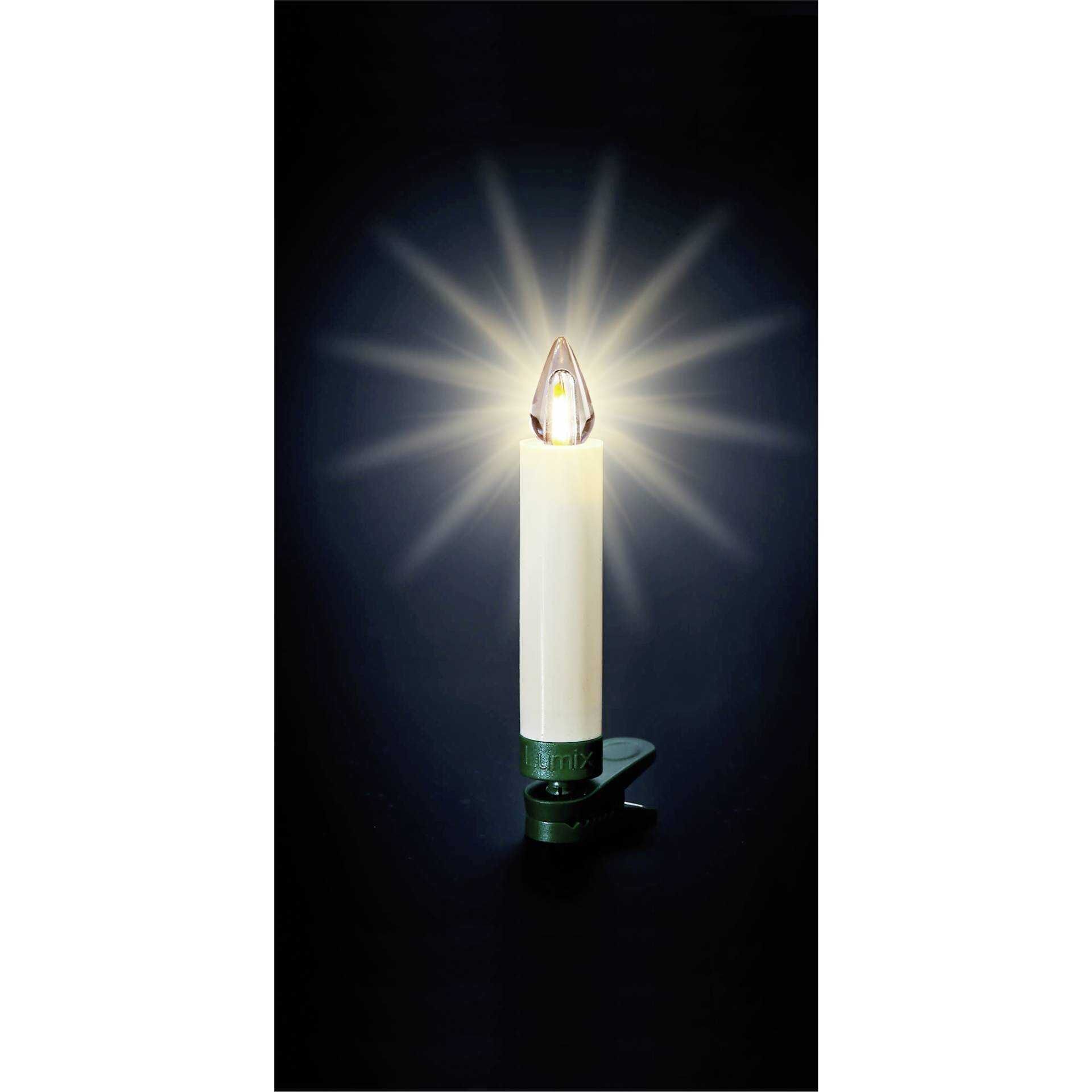 KRINNER Christbaumkerze Lumix SuperLight Flame mini Basis 12 elfenbein