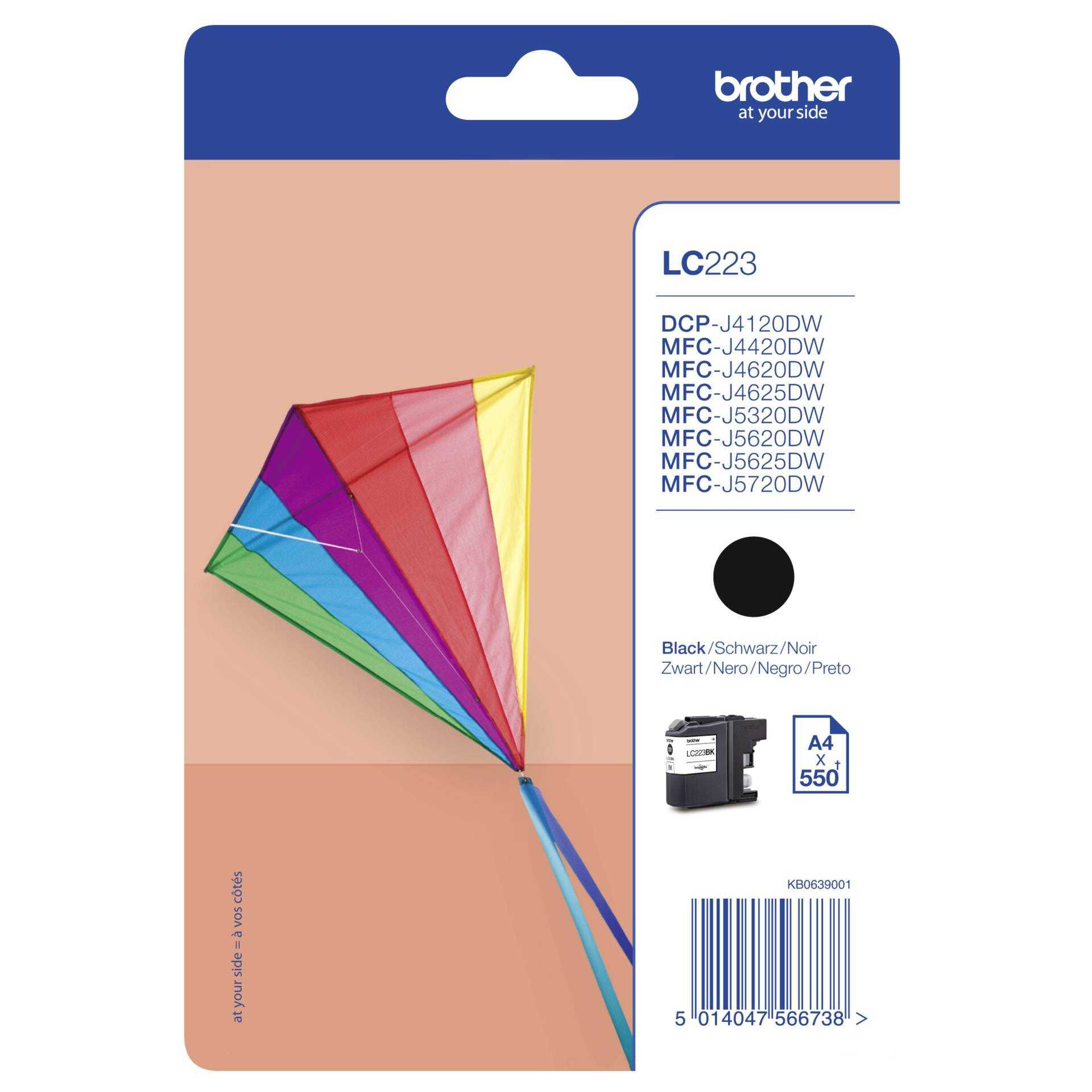 Brother LC-223BK - Schwarz - Original - Tintenpatrone - für Brother DCP-J4120, J562, MFC-J4625, J480, J680, J880; Business Smart MFC-J4420, J4620