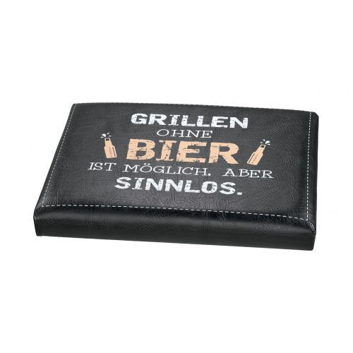Gilde Sitzpolster, rechteckig, "Grill ohne Bier", Spruch, Kunststoff, schwarz, VE 6, L. 34 cm, B. 44 cm, H. 5 cm