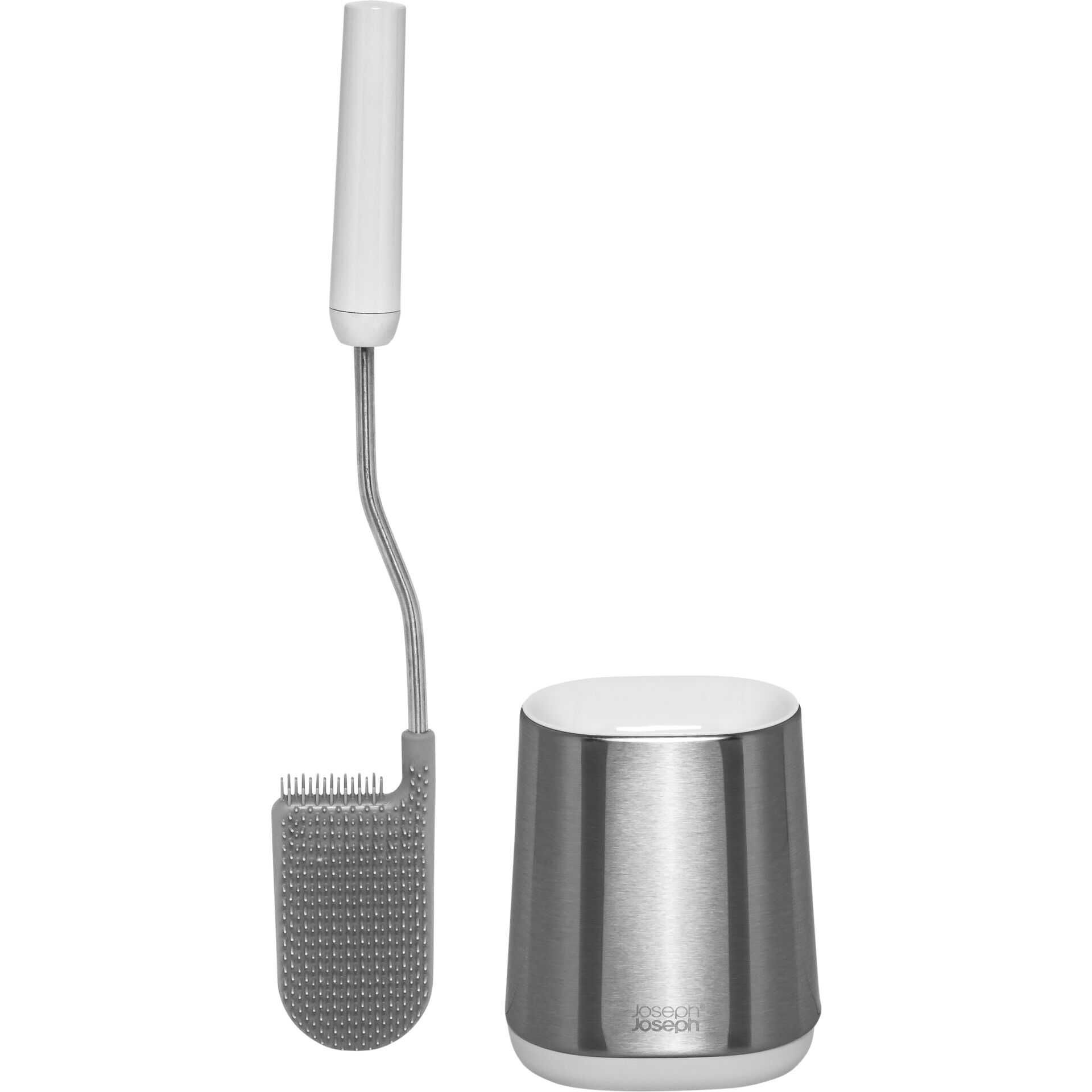 Joseph Joseph Flex™ Lite Steel WC-Bürste mit Edelstahlhalter - Edelstahl/Weiß