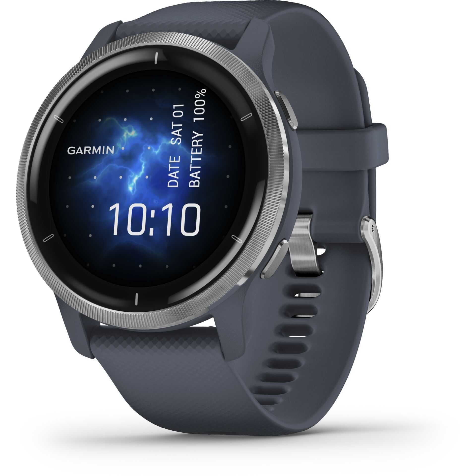Garmin Venu 2 - 45 mm - Granite Blue - Sportuhr mit Band - Silikon - Granite Blue