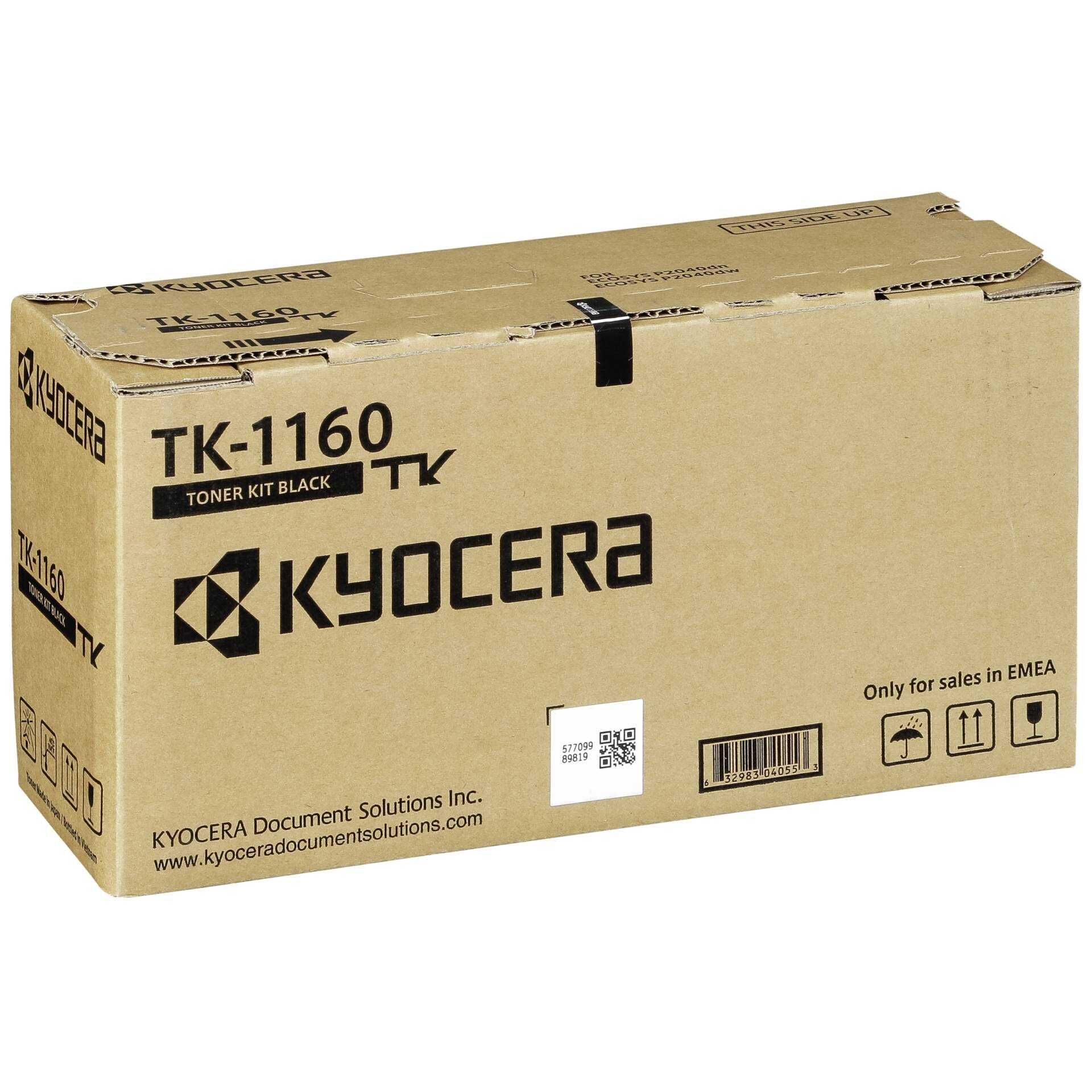 Kyocera TK 1160 - Schwarz - Original - Tonerpatrone - für ECOSYS P2040dn, P2040dn/KL2, P2040DN/KL3, P2040dw, P2040dw/KL2, P2040DW/KL3