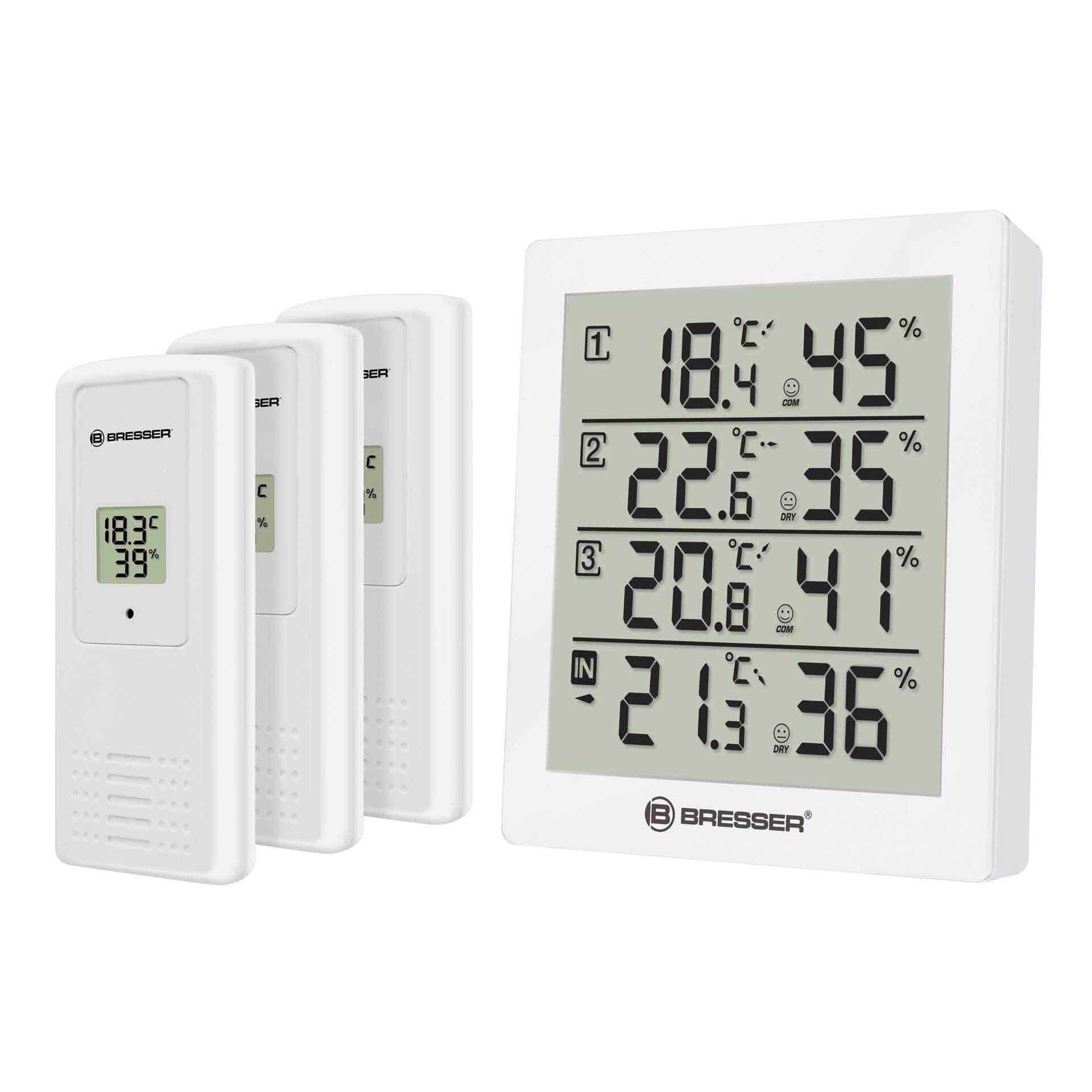 Bresser Temeo Hygro Quadro - Thermo-Hygrometer - digital - kabellos - weiß