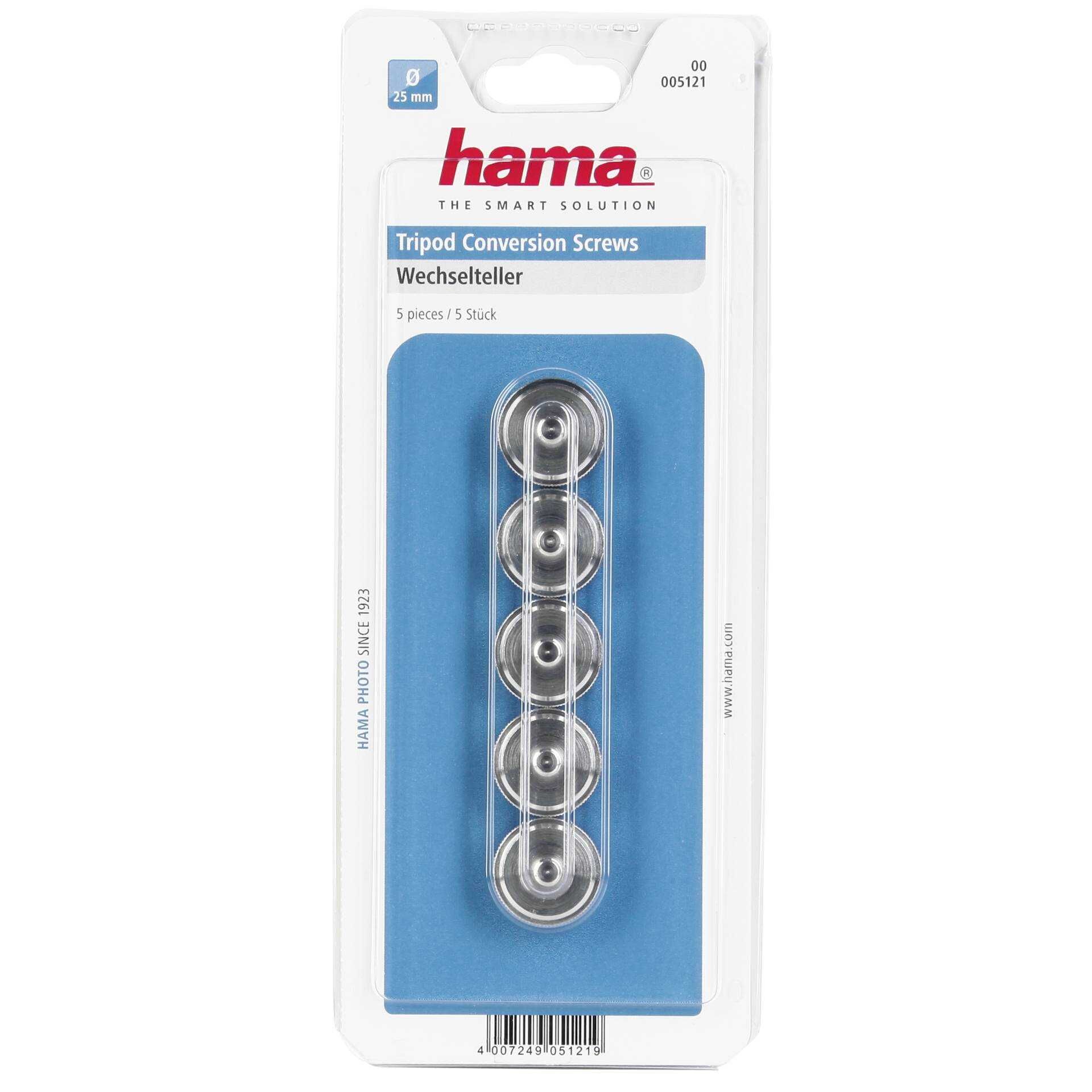 Hama Tripod Conversion Screws - Schraubadapter für Stativ-Kamera-Montage (1/4 Zoll bis 3/8 Zoll) (Packung mit 5)