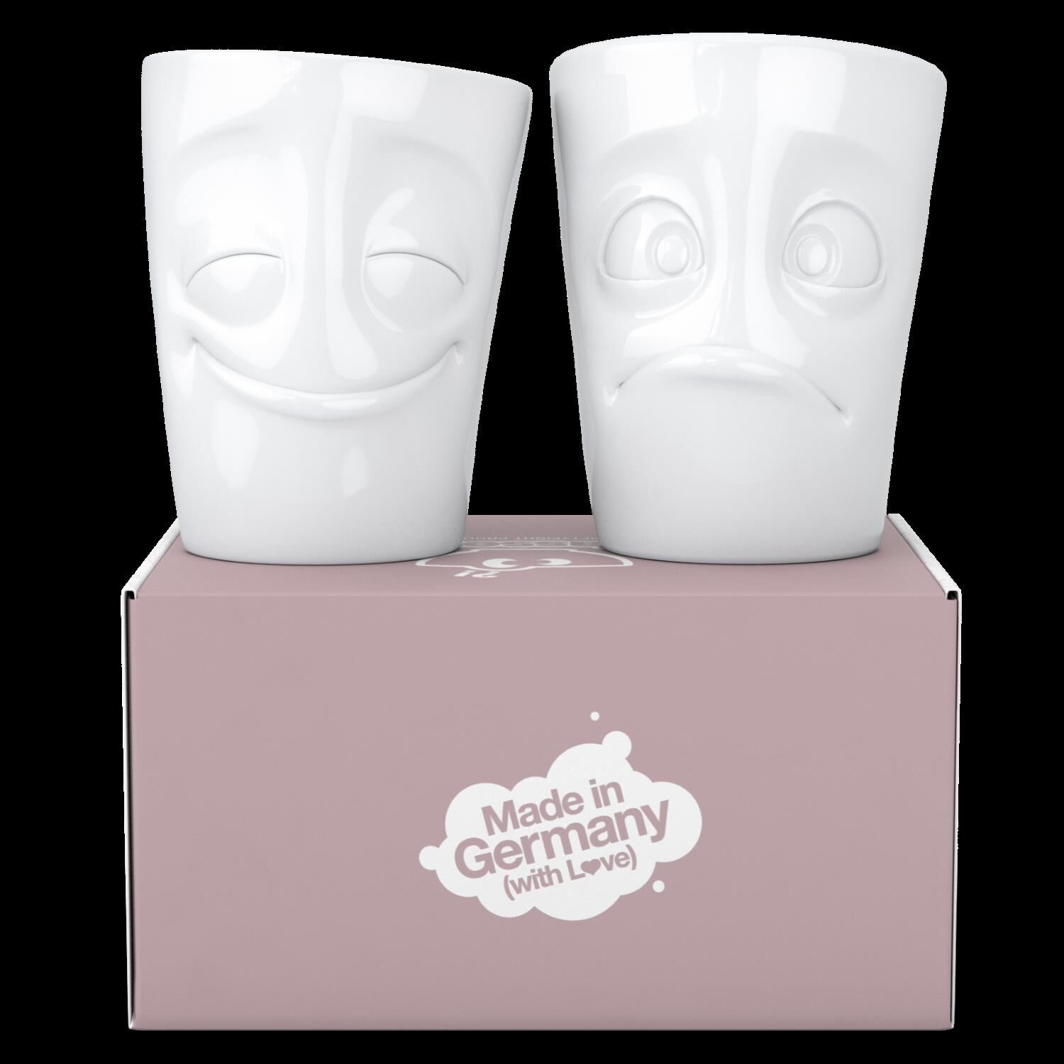 Fiftyeight Products Becher Set - vergnügt/verdutzt weiß