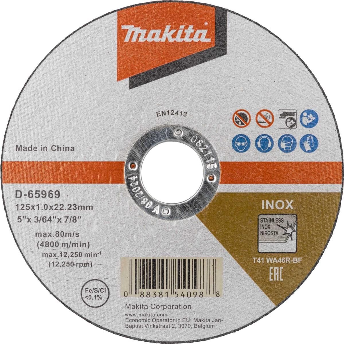 Makita - Schneidscheibe - für Edelstahl, rostfreier Stahl - 12 Stücke - 125 mm