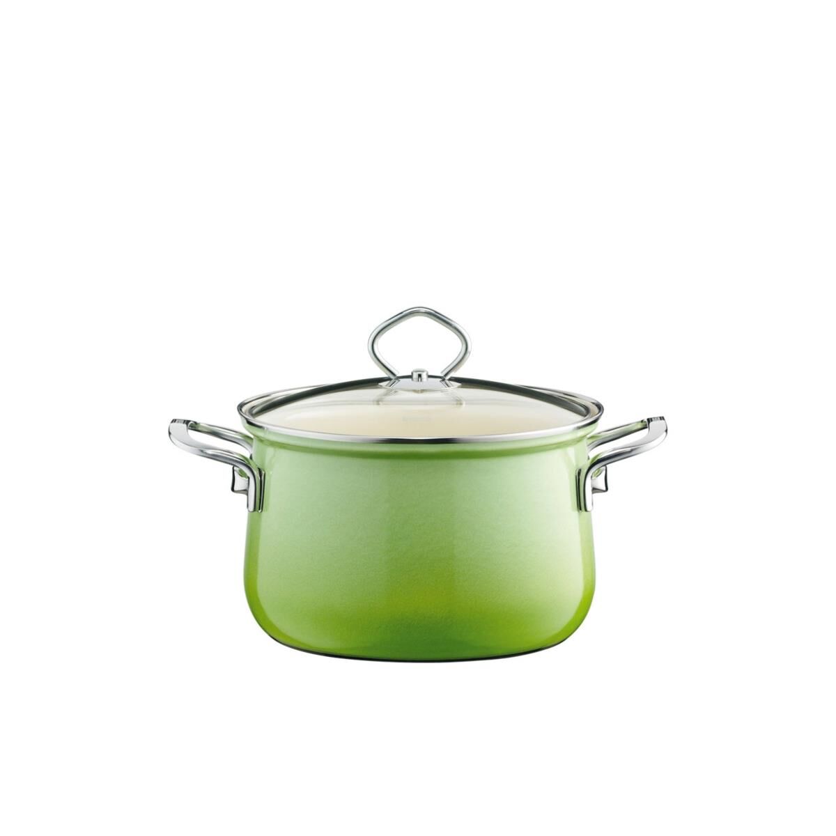 Riess Nouvelle Fleischtopf mit Glasdeckel SmaragdØ16cm 1.5 Liter  Emaille Induktion