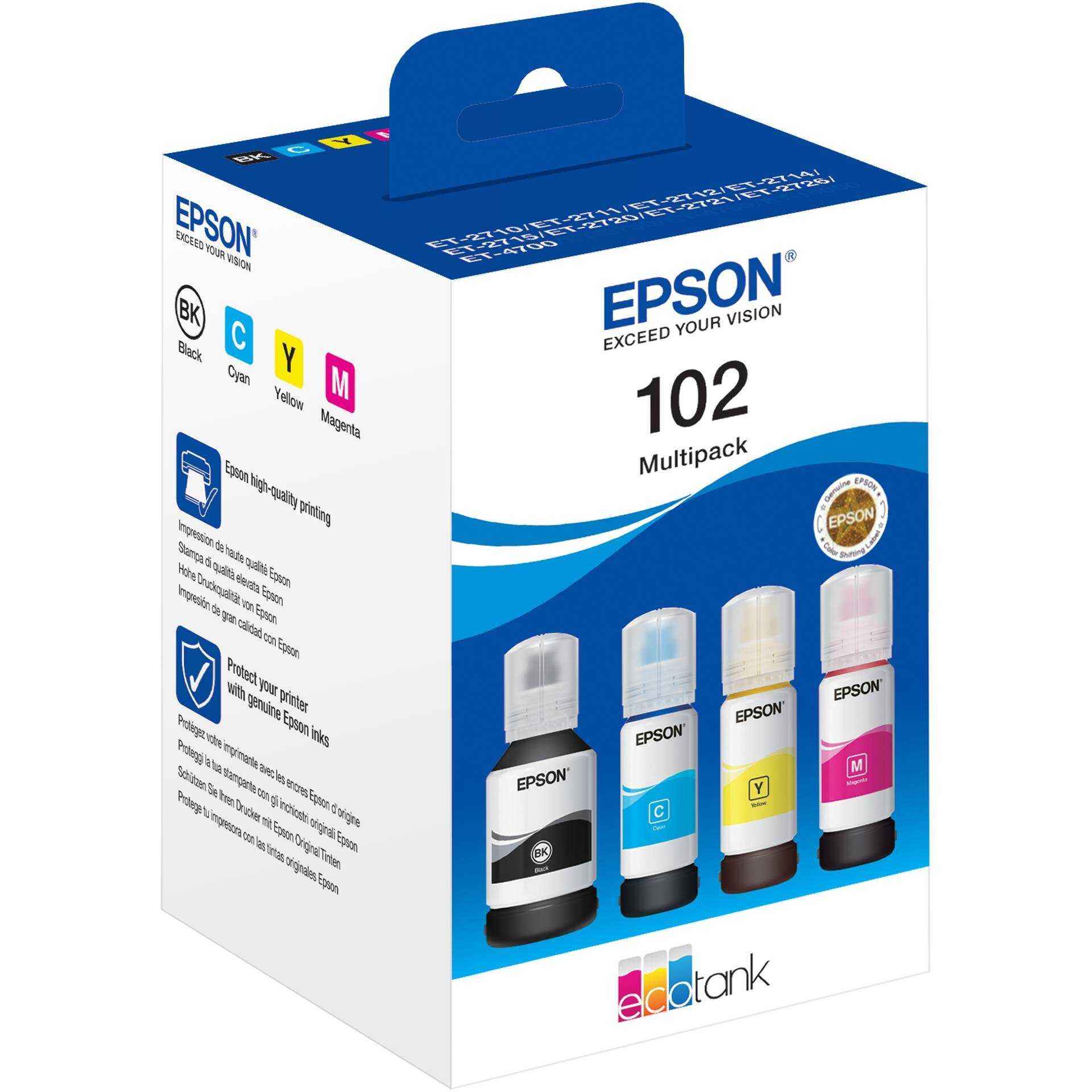 Epson - 4er-Pack - Schwarz, Gelb, Cyan, Magenta - Original - Tintenpatrone - für EcoTank ET-15000, 2700, 2750, 2751, 2756, 3700, 3750, 4750; Expression ET-2700, 2750, 3700